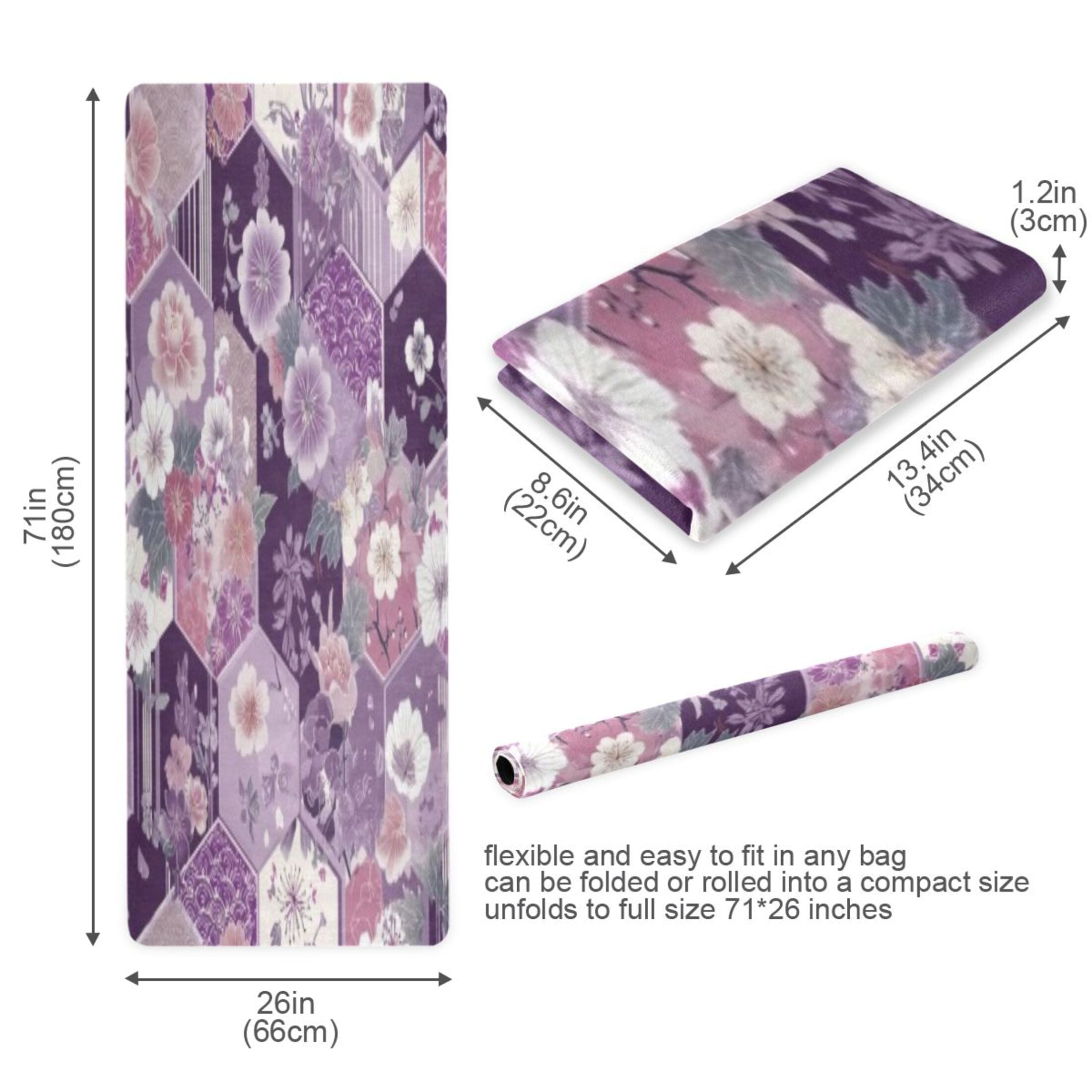 BZSMCE Yoga Mat Women Fitness Mat Purple Hexagon Floral Pattern