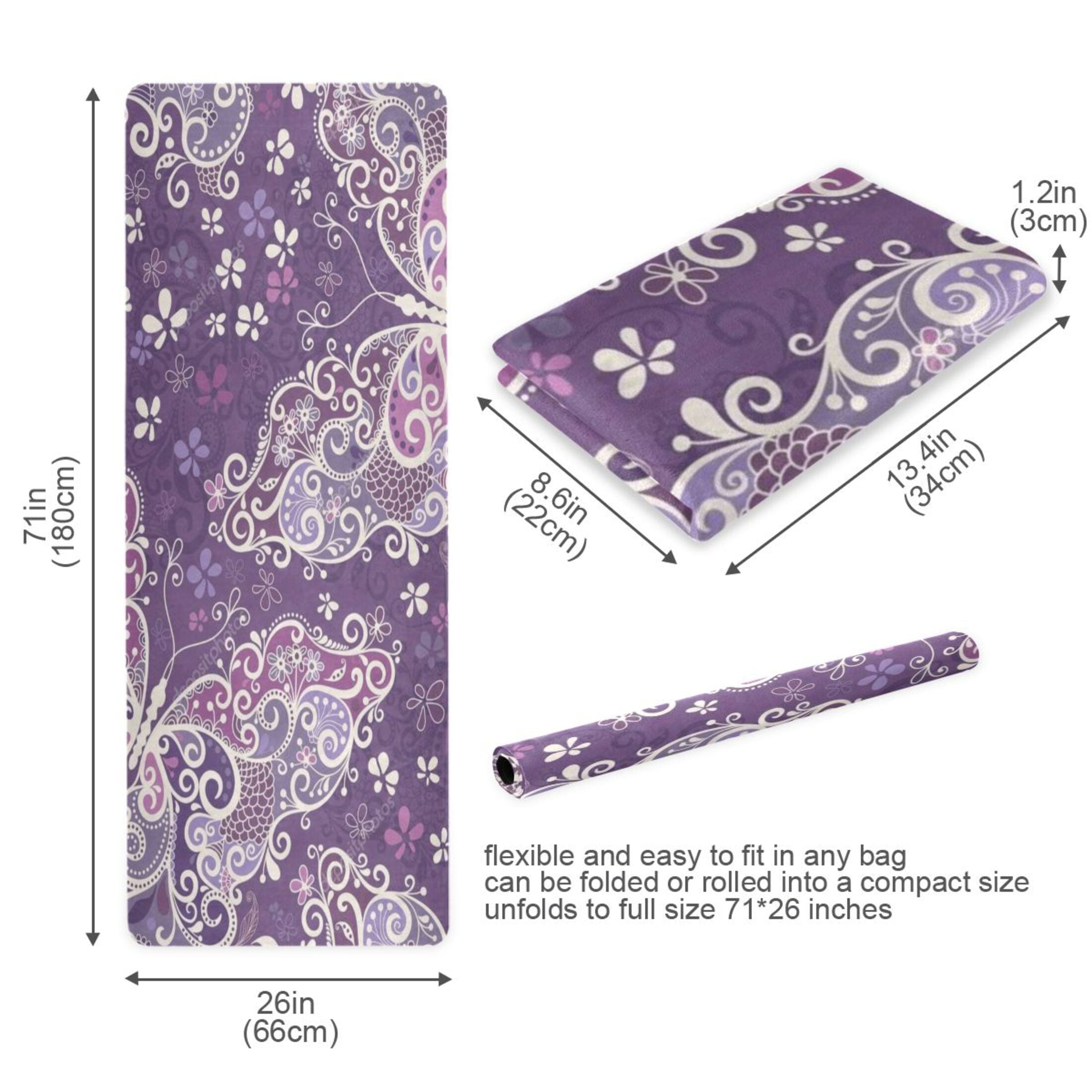 BZSMCE Yoga Mat Women Fitness Mat Purple Paisley Swirl Pattern