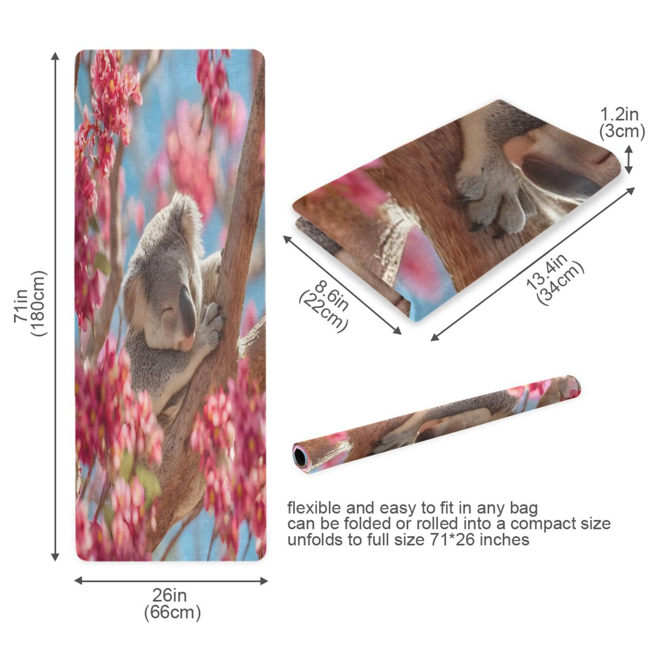 BZSMCE Yoga Mat Women Fitness Mat Red Bloom Koala Perch Pattern