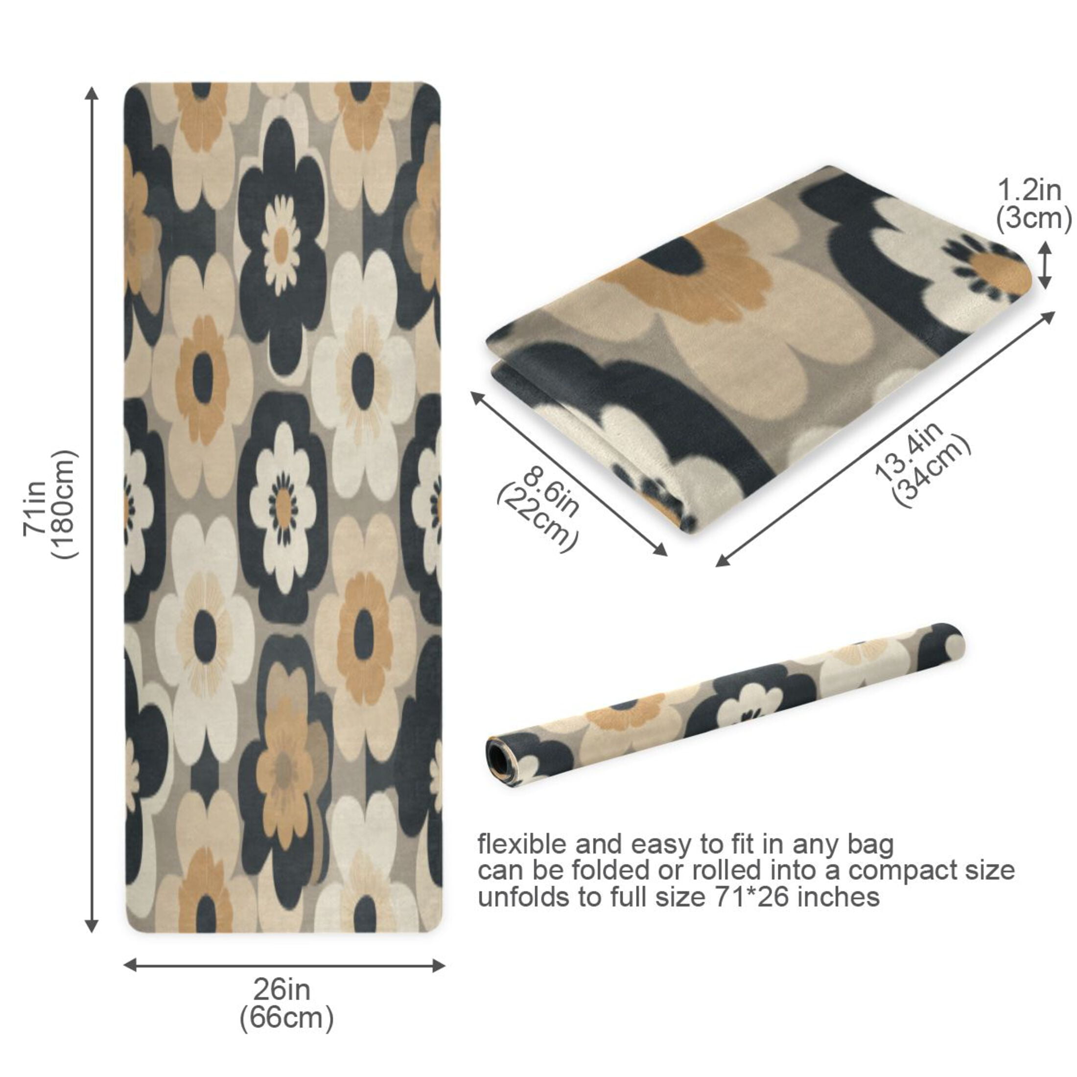 BZSMCE Yoga Mat Women Fitness Mat Retro Floral Color Fusion Pattern