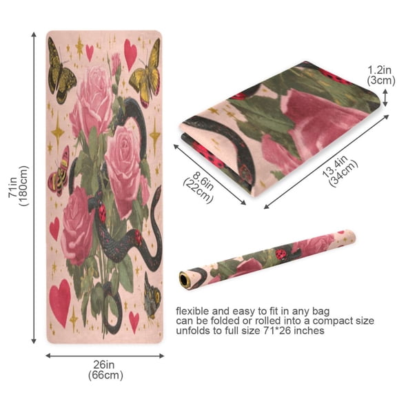 BZSMCE Yoga Mat Women Fitness Mat Rosy Reptile Reverie Pattern