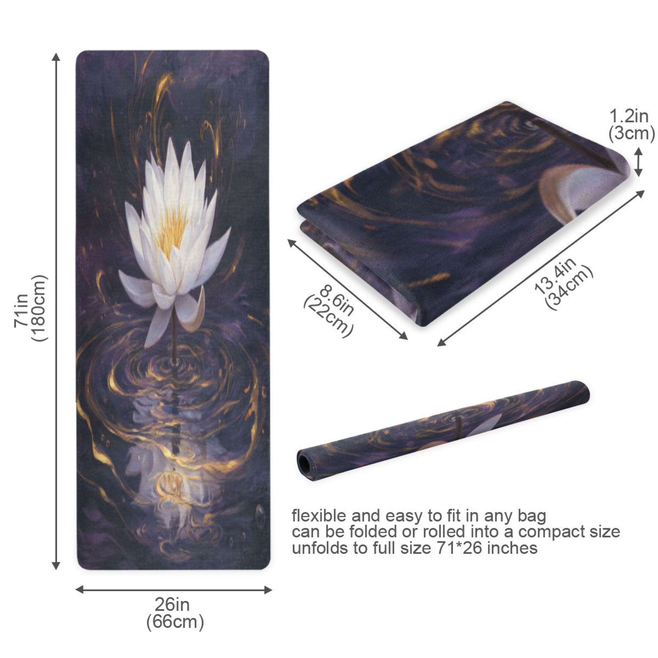 BZSMCE Yoga Mat Women Fitness Mat Serene Lotus Pattern
