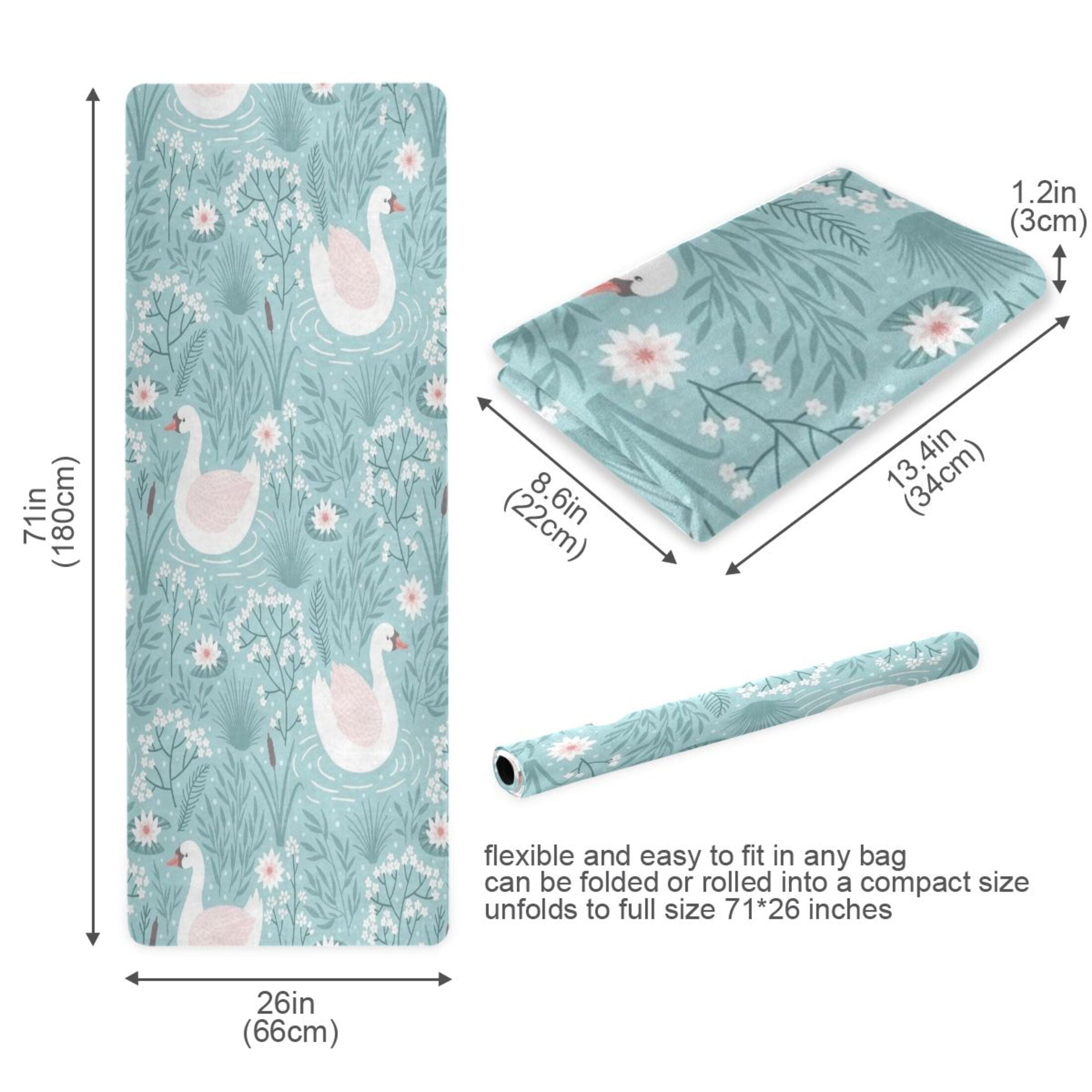 BZSMCE Yoga Mat Women Fitness Mat Sky Blue Swan Serenity Pattern