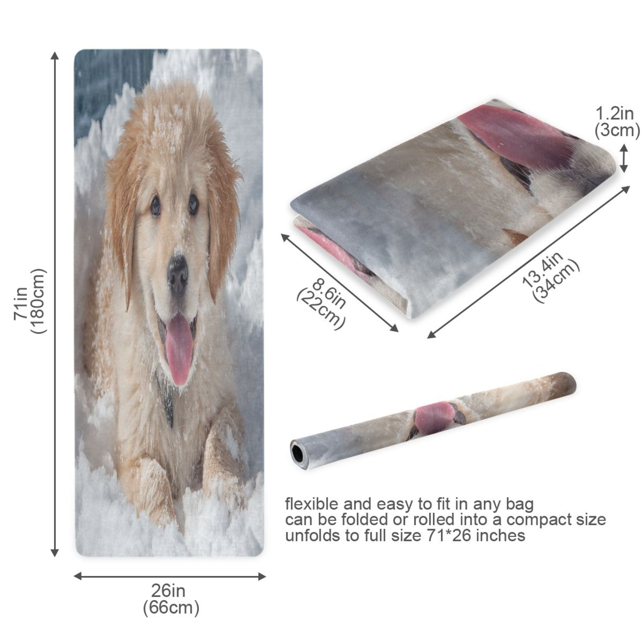BZSMCE Yoga Mat Women Fitness Mat Snow Snuggled Golden Pup Pattern