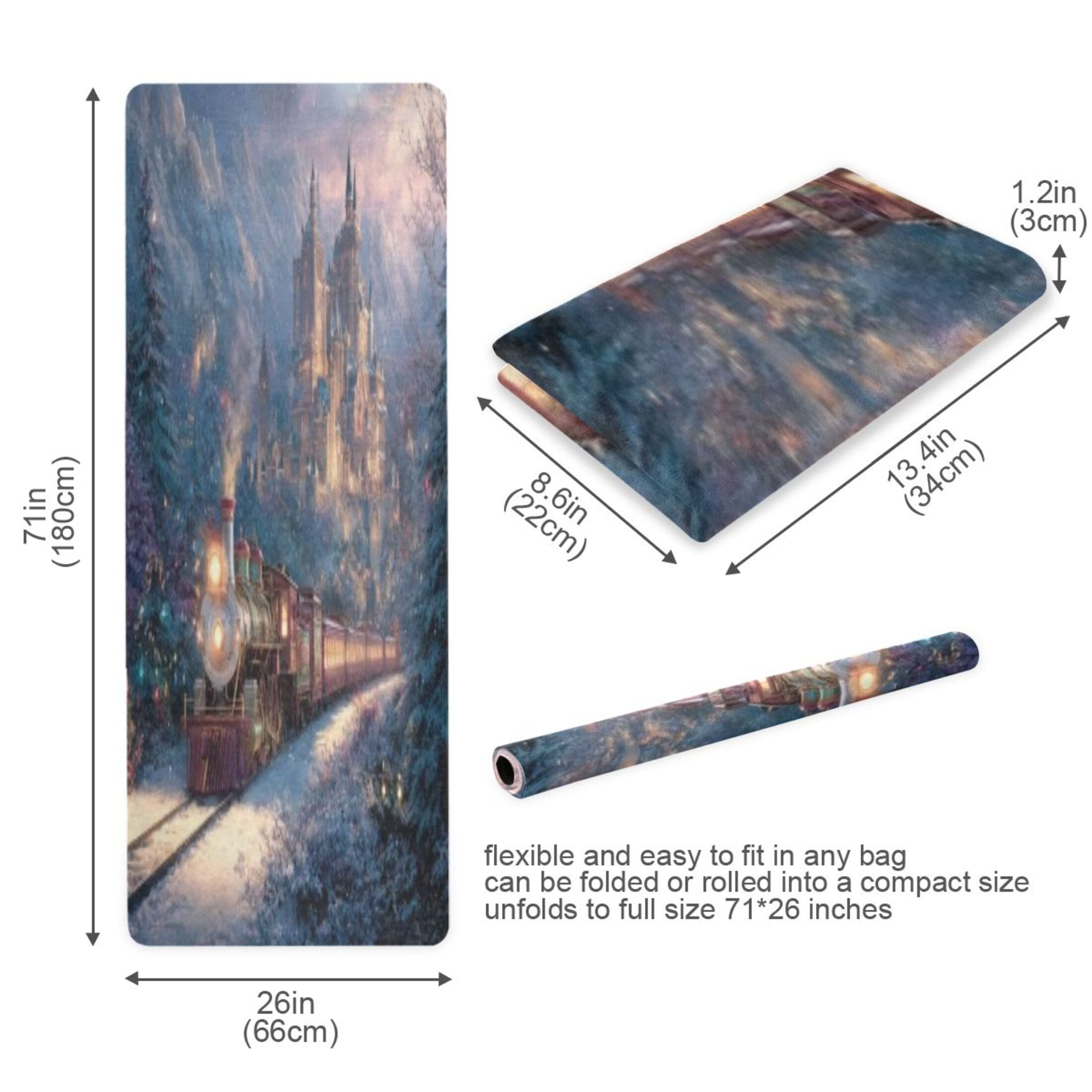BZSMCE Yoga Mat Women Fitness Mat Snowy Castle Train Pattern