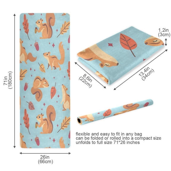 BZSMCE Yoga Mat Women Fitness Mat Squirrel Leaf Pattern
