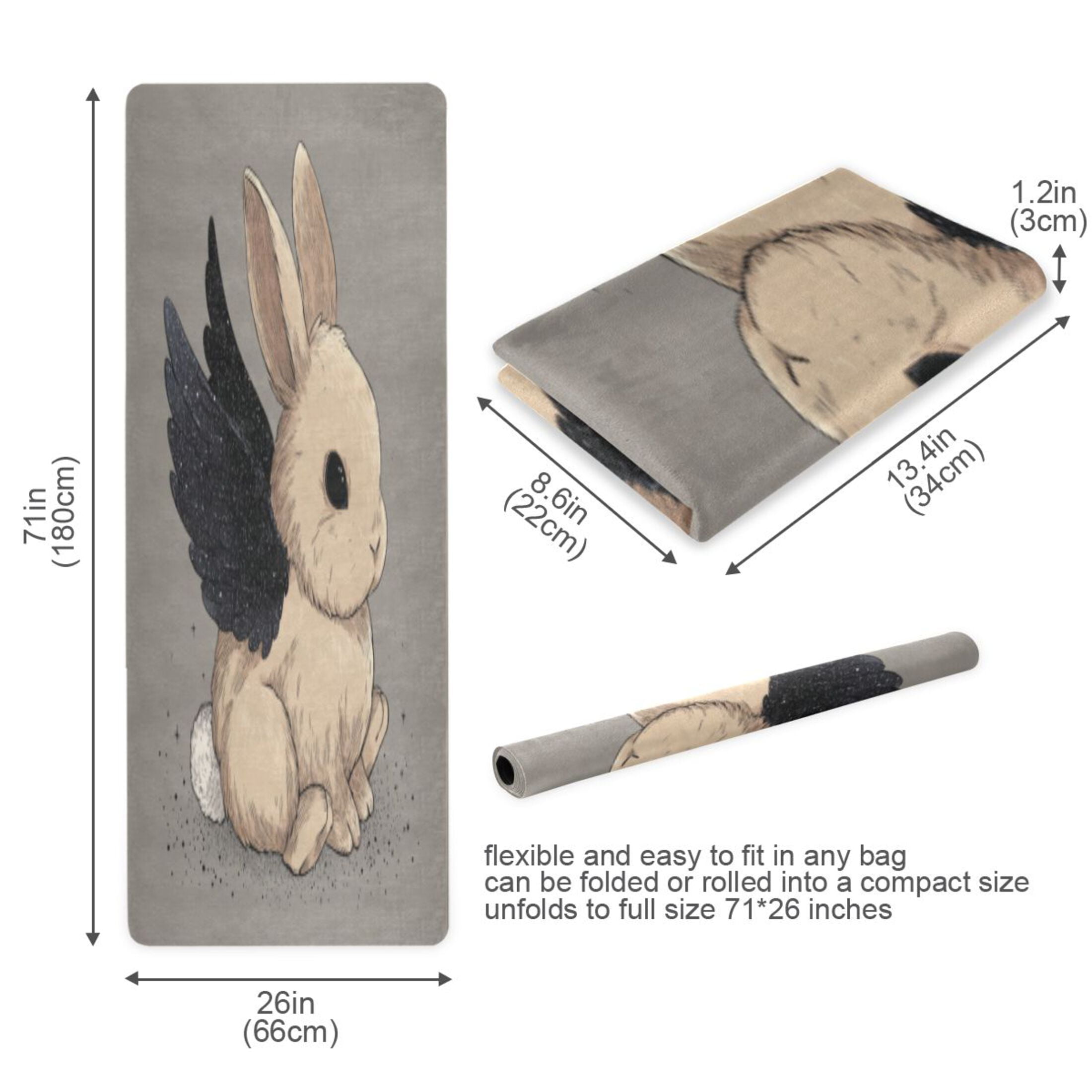 BZSMCE Yoga Mat Women Fitness Mat Star - Winged Bunny Pattern