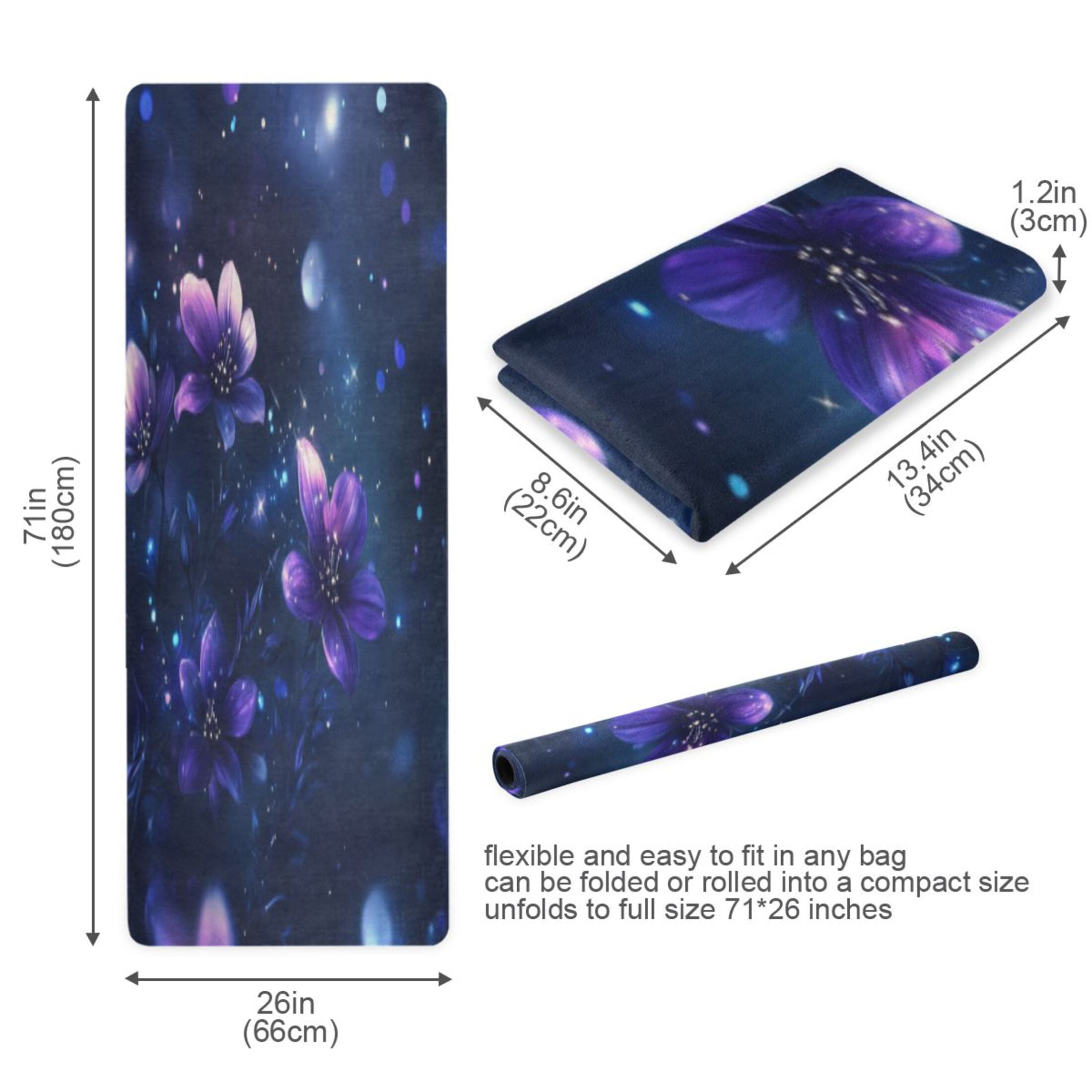 BZSMCE Yoga Mat Women Fitness Mat Starry Blossom Pattern