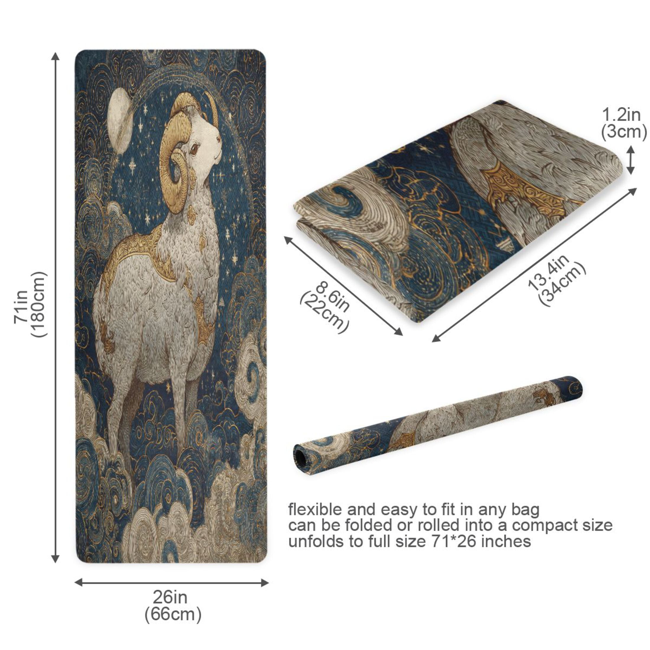 BZSMCE Yoga Mat Women Fitness Mat Stellar Ornate Ram Pattern