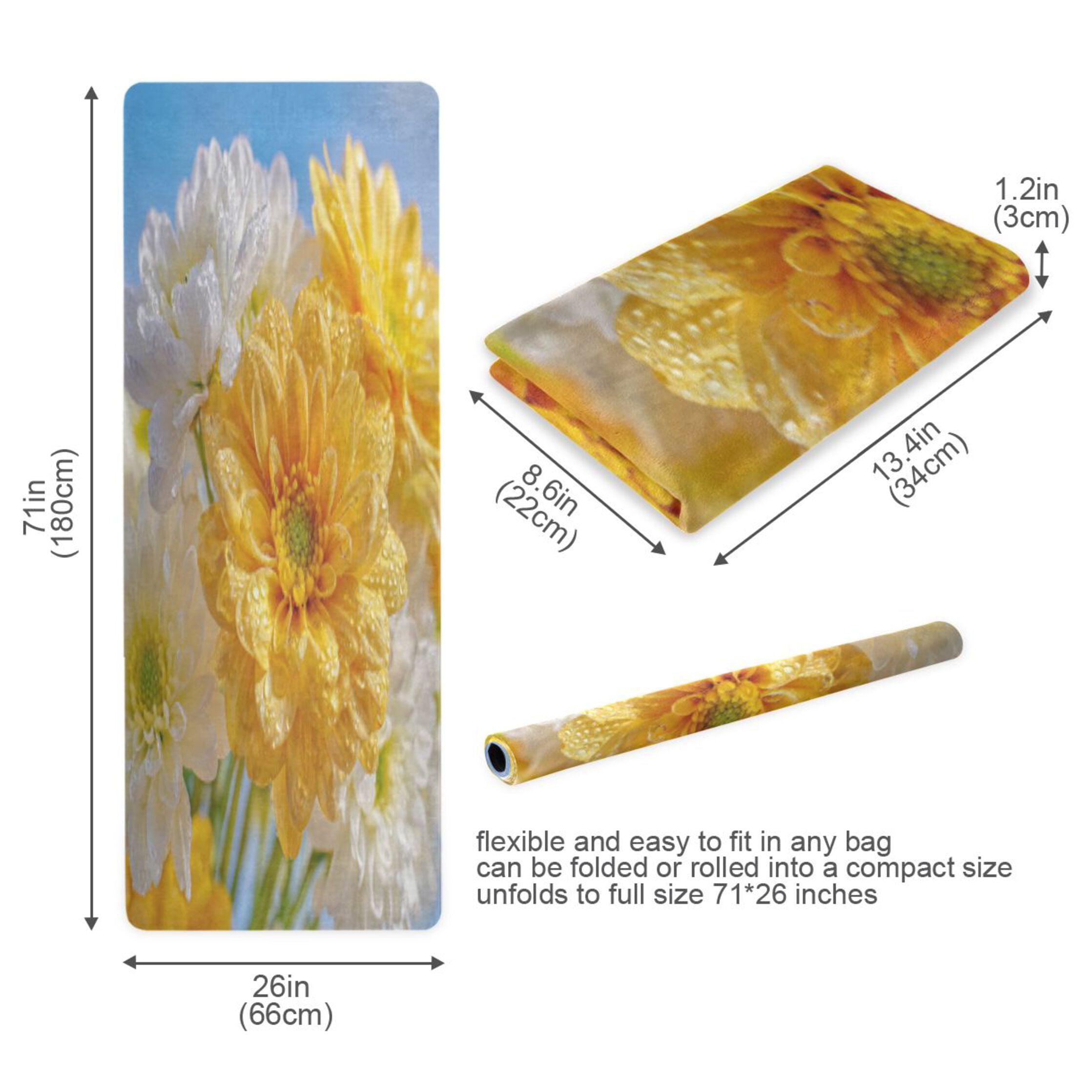 BZSMCE Yoga Mat Women Fitness Mat Sunny Daisies with Morning Dew Pattern
