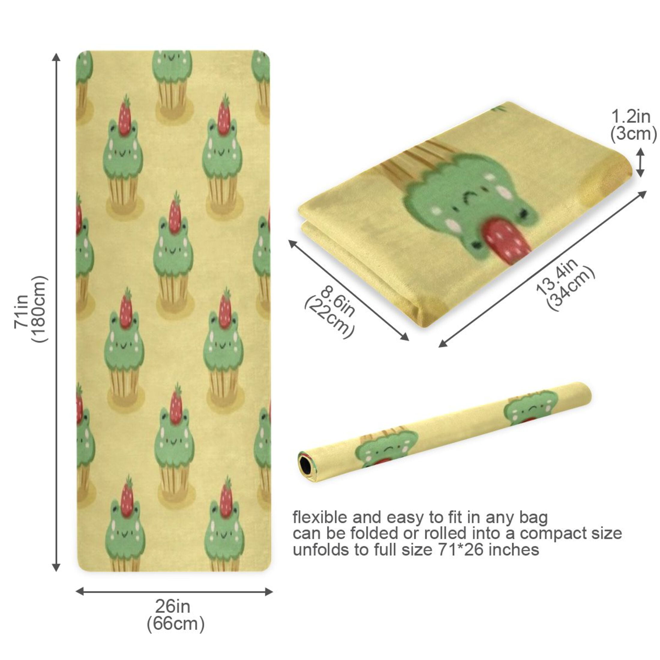 BZSMCE Yoga Mat Women Fitness Mat Sunny Frog Cupcake Pattern