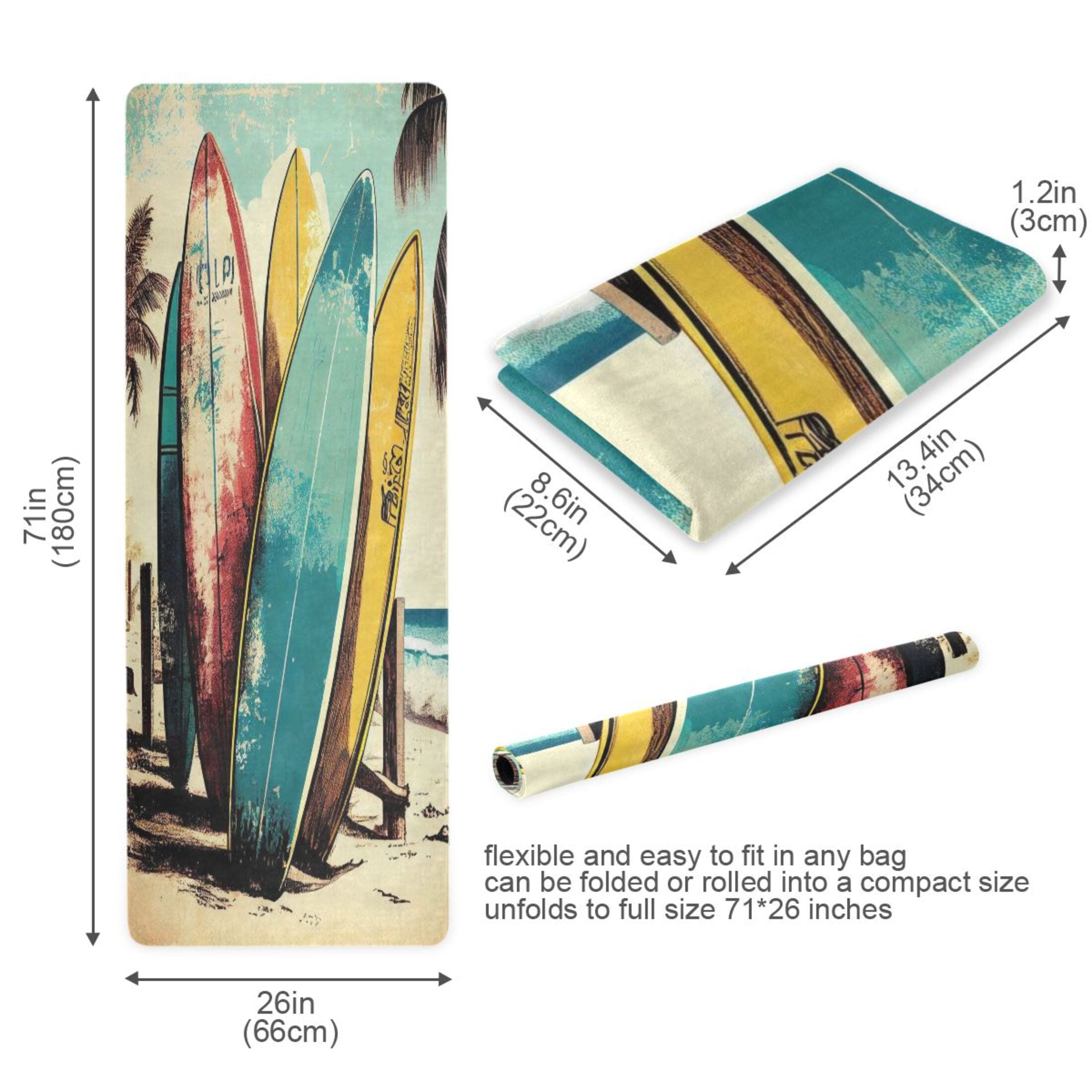 BZSMCE Yoga Mat Women Fitness Mat Surf and Serenity Pattern