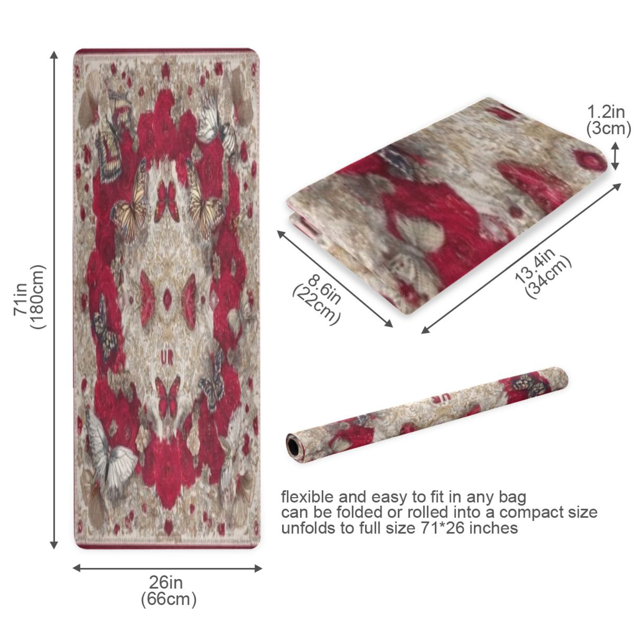BZSMCE Yoga Mat Women Fitness Mat Symmetric Rose Butterflies Pattern