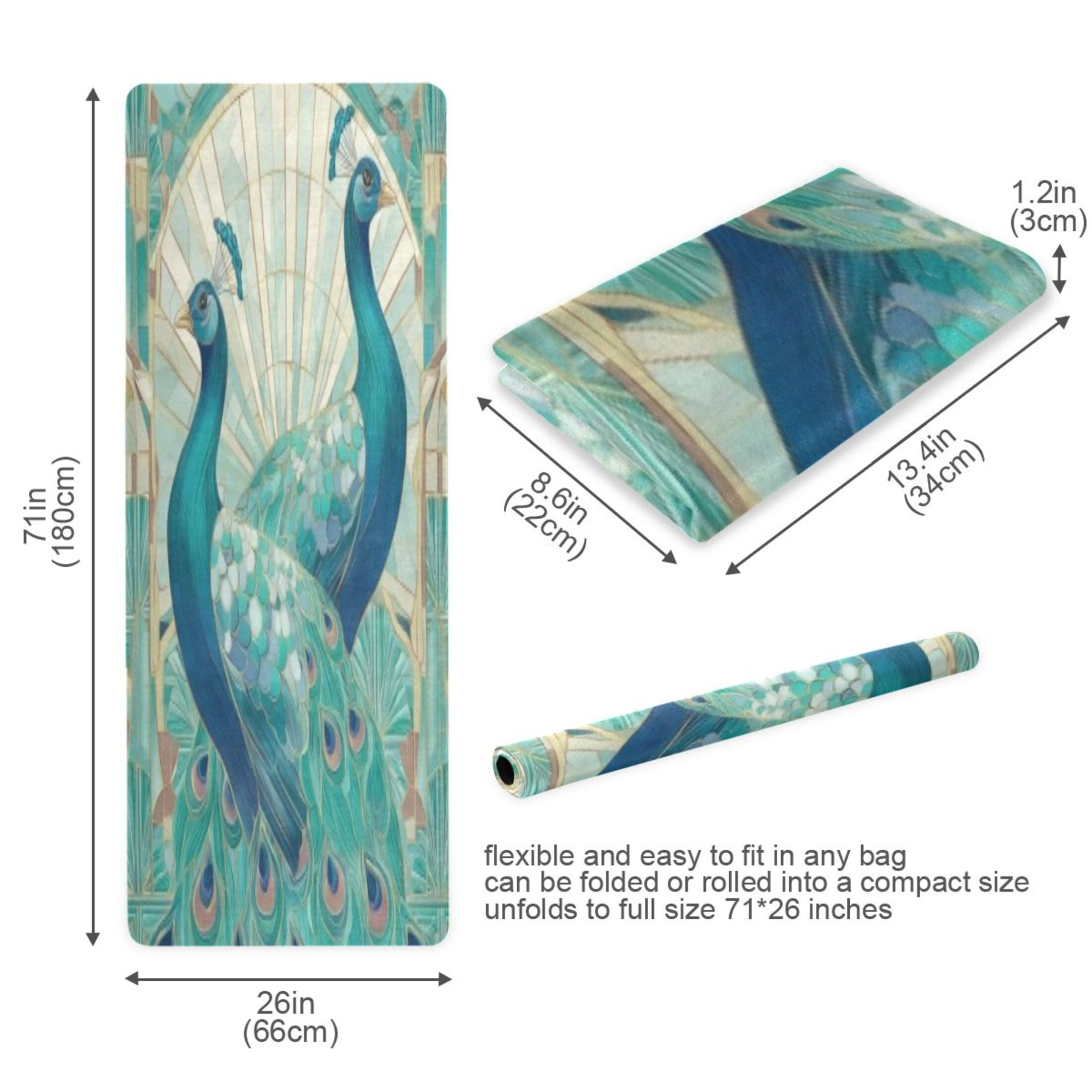 BZSMCE Yoga Mat Women Fitness Mat Teal Peacock Fanfare Pattern