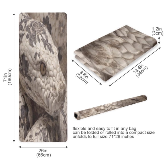 BZSMCE Yoga Mat Women Fitness Mat Textured Floral Snake Pattern