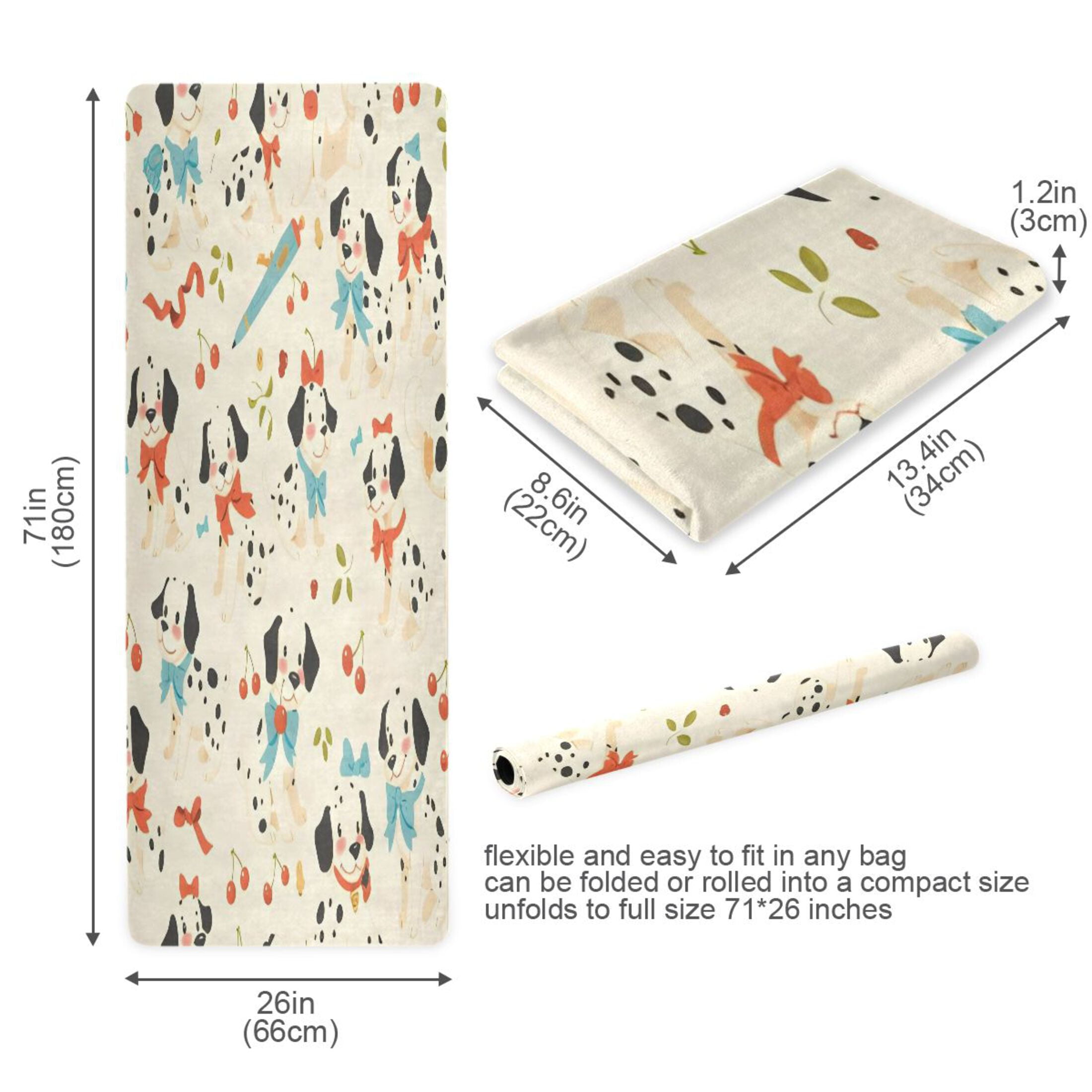 BZSMCE Yoga Mat Women Fitness Mat Tool Dalmatian Bow Pattern