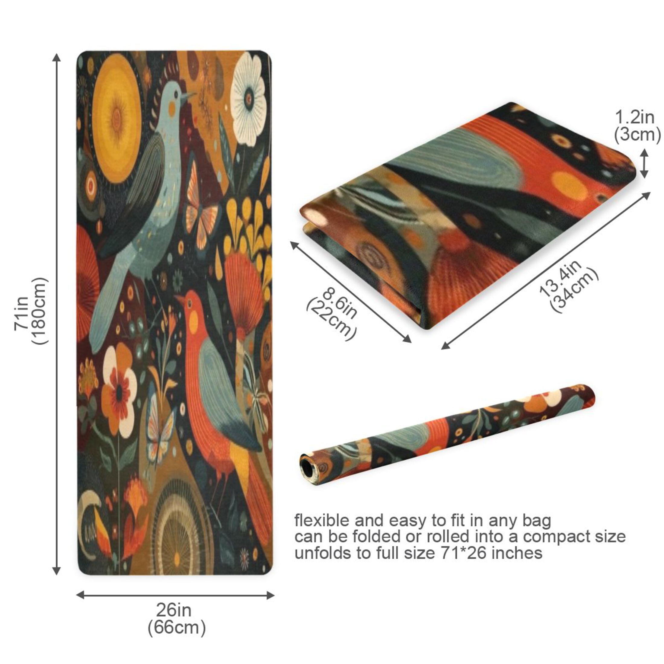 BZSMCE Yoga Mat Women Fitness Mat Vibrant Bird & Floral Mosaic Pattern