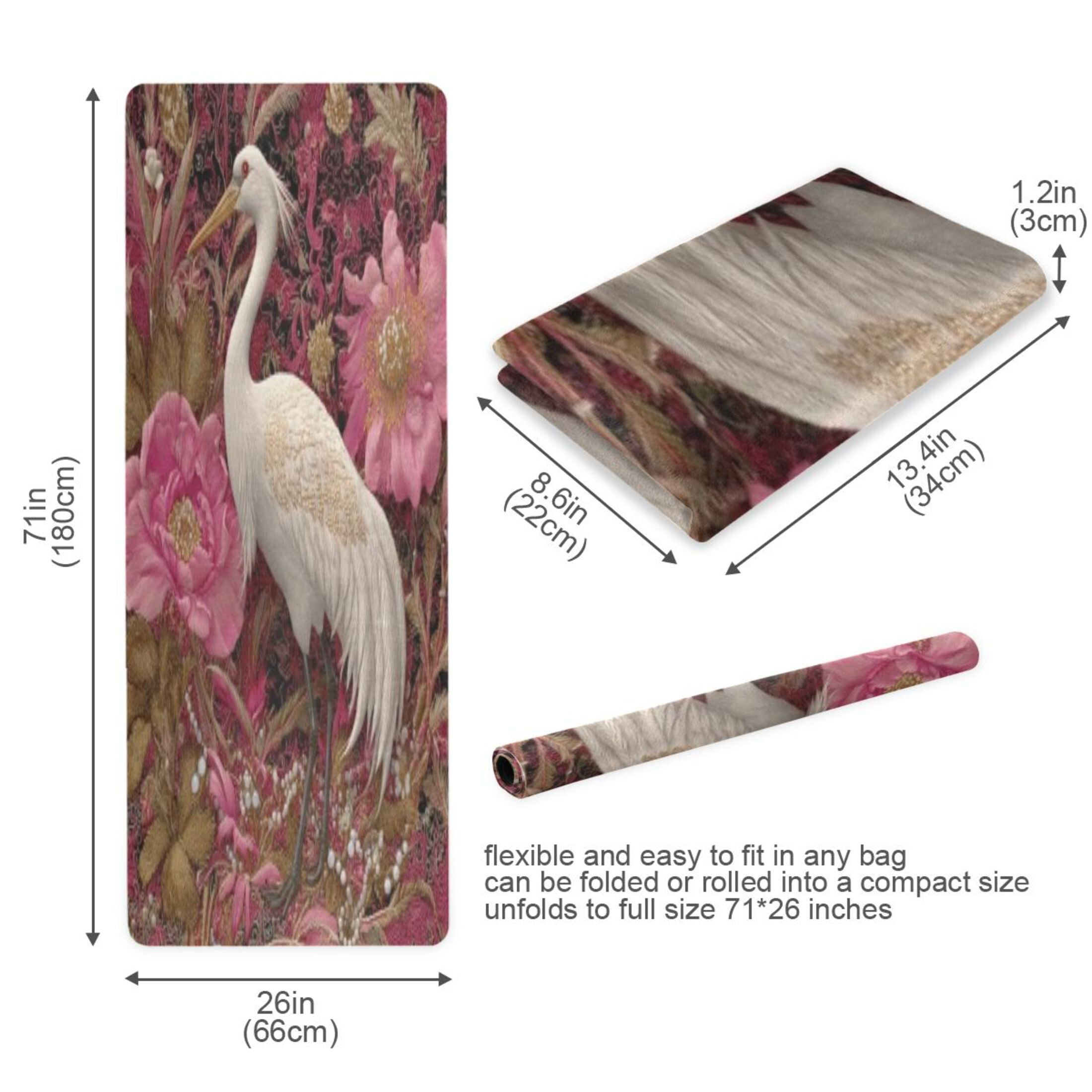 BZSMCE Yoga Mat Women Fitness Mat Vibrant Bloom Crane Pattern