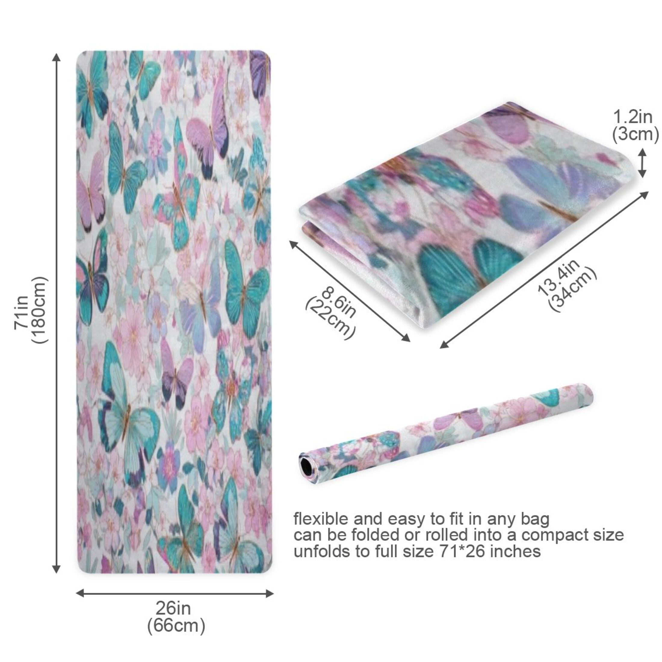 BZSMCE Yoga Mat Women Fitness Mat Vibrant Butterfly-bloom Pattern