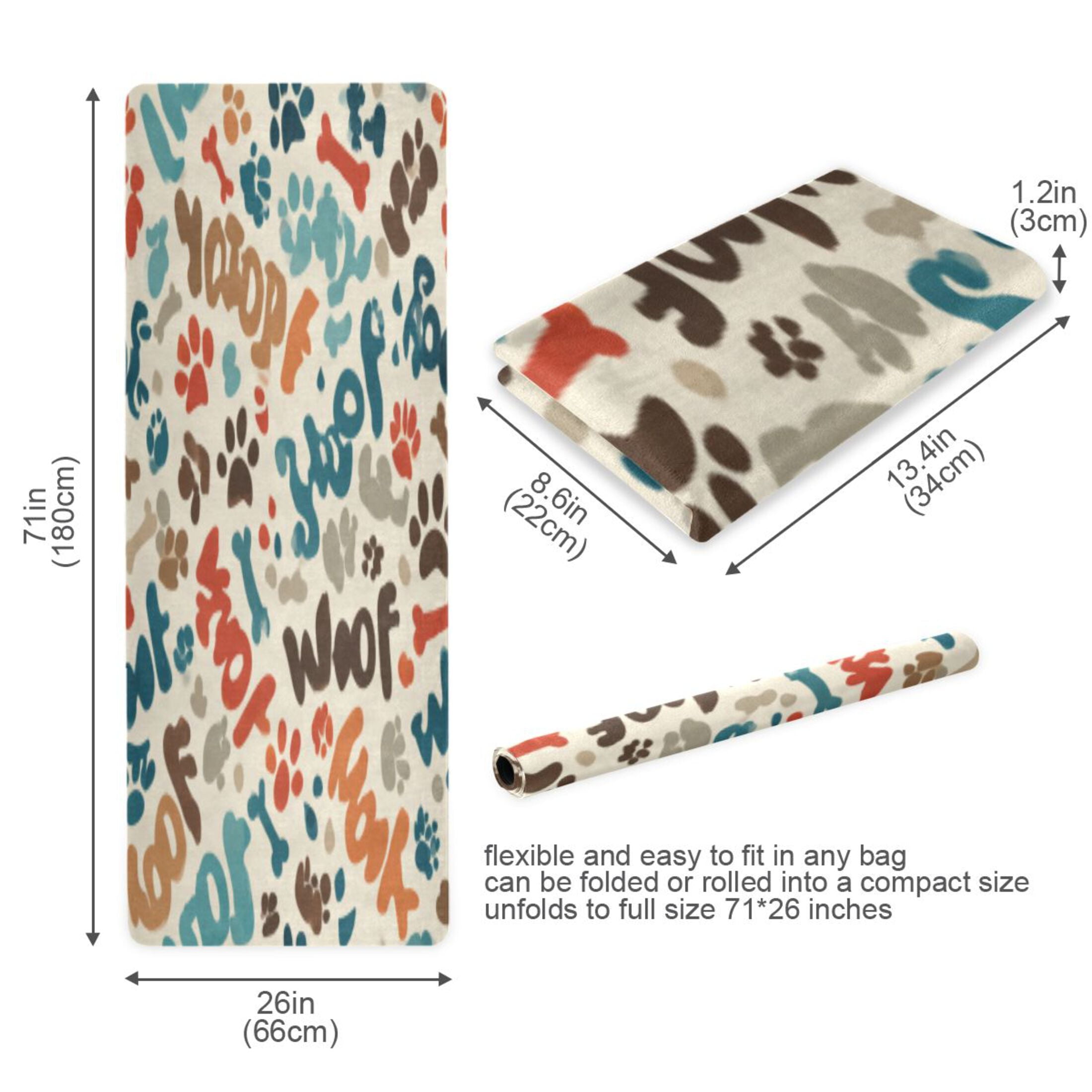 BZSMCE Yoga Mat Women Fitness Mat Vibrant Woof Paw Party Pattern