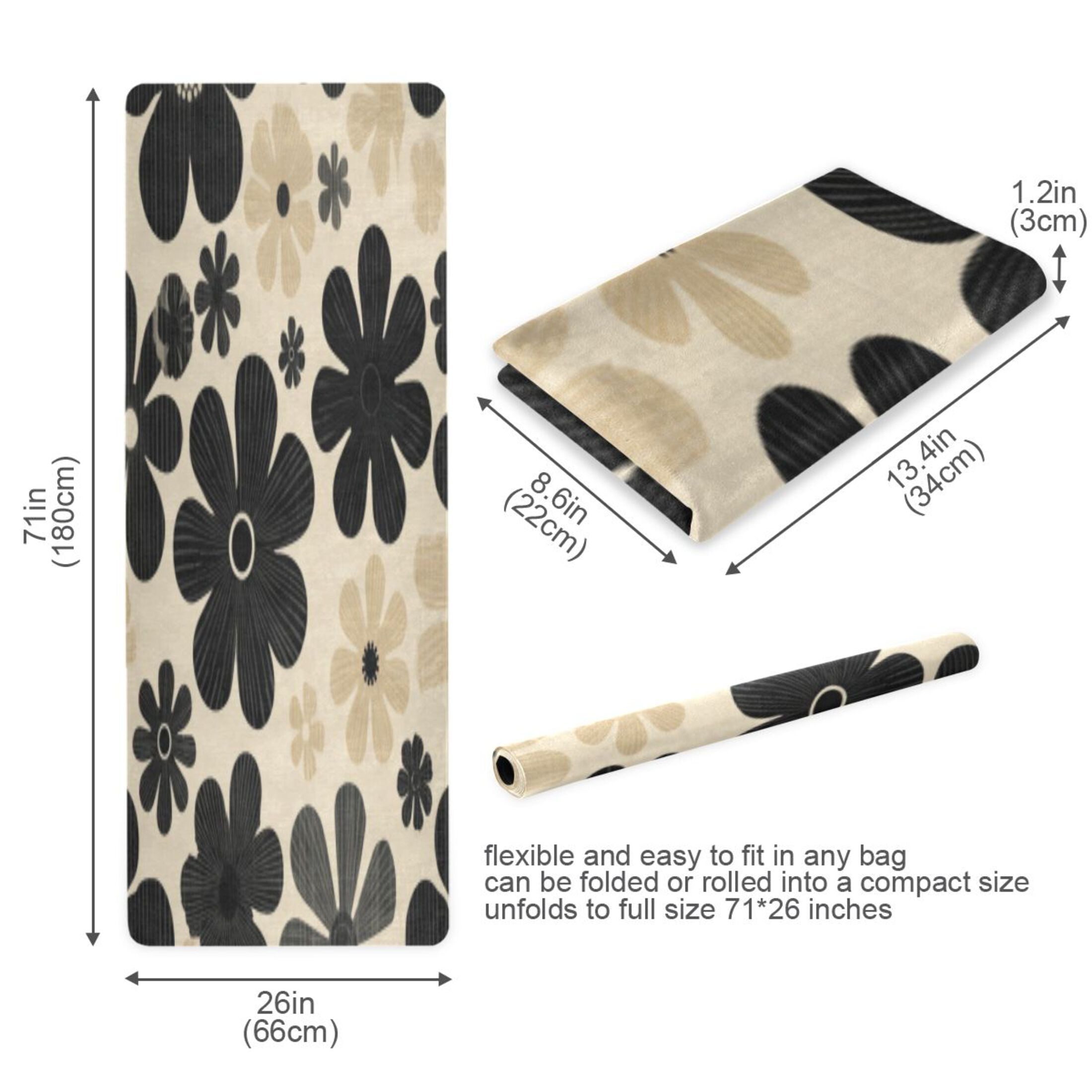 BZSMCE Yoga Mat Women Fitness Mat Vintage Floral Contrast Canvas Pattern