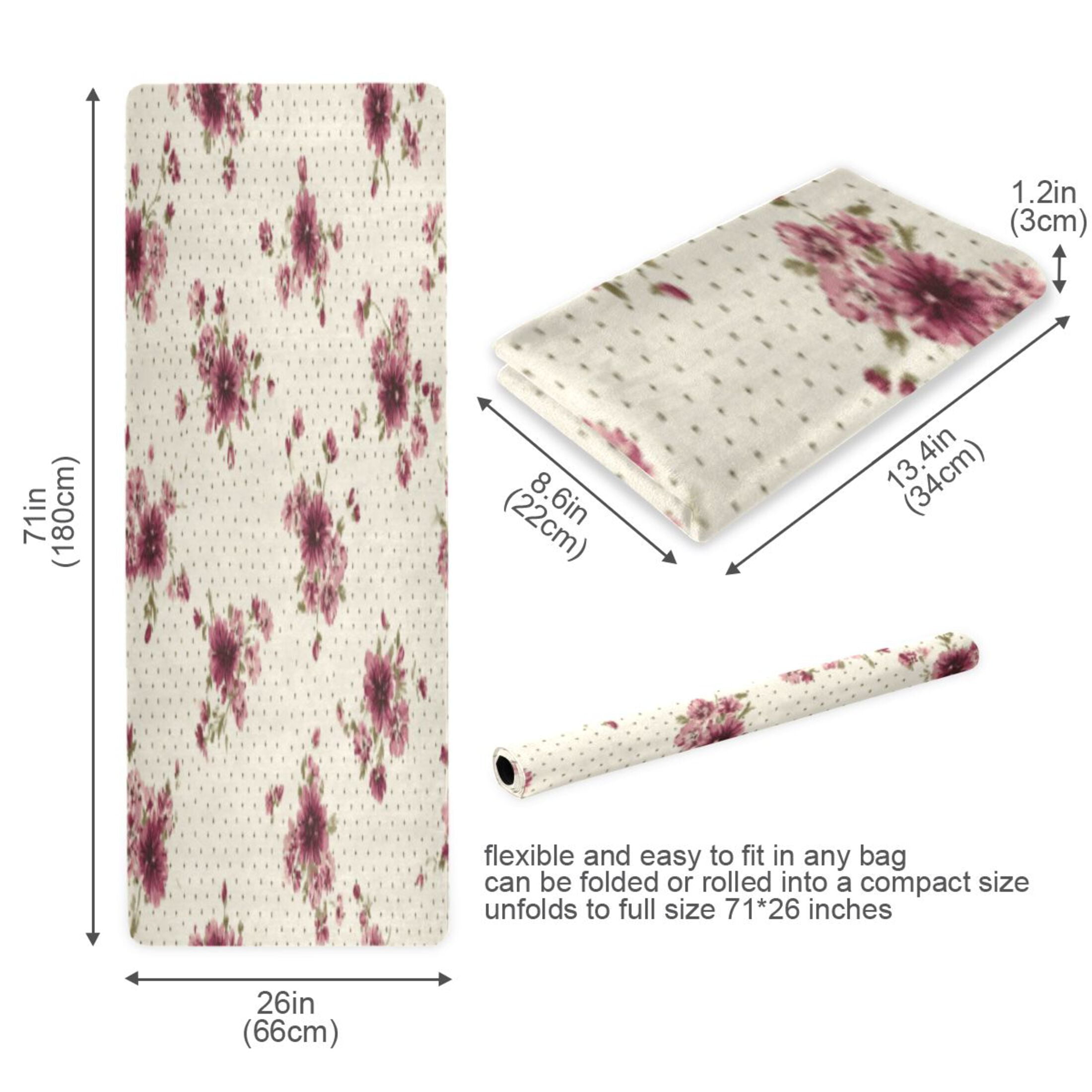 BZSMCE Yoga Mat Women Fitness Mat Vintage Floral Dainty Blush Pattern
