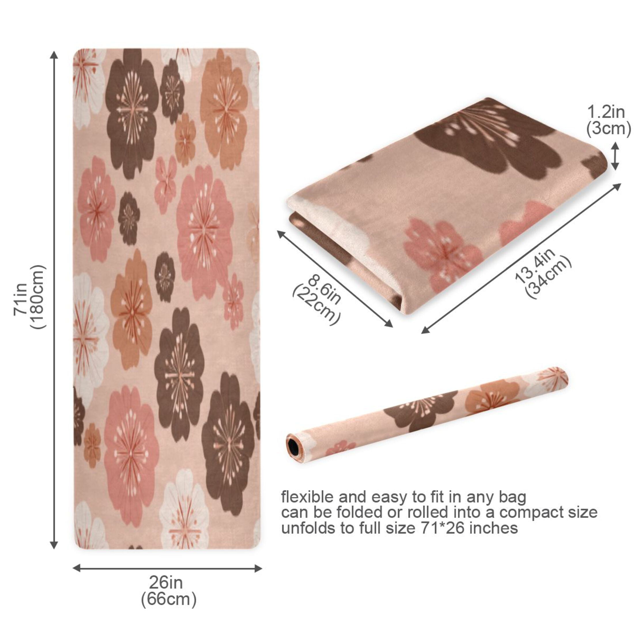 BZSMCE Yoga Mat Women Fitness Mat Vintage Floral Earth Tones Pattern
