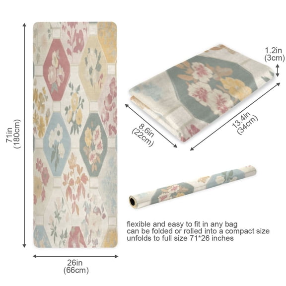 BZSMCE Yoga Mat Women Fitness Mat Vintage Floral Harmony Pattern
