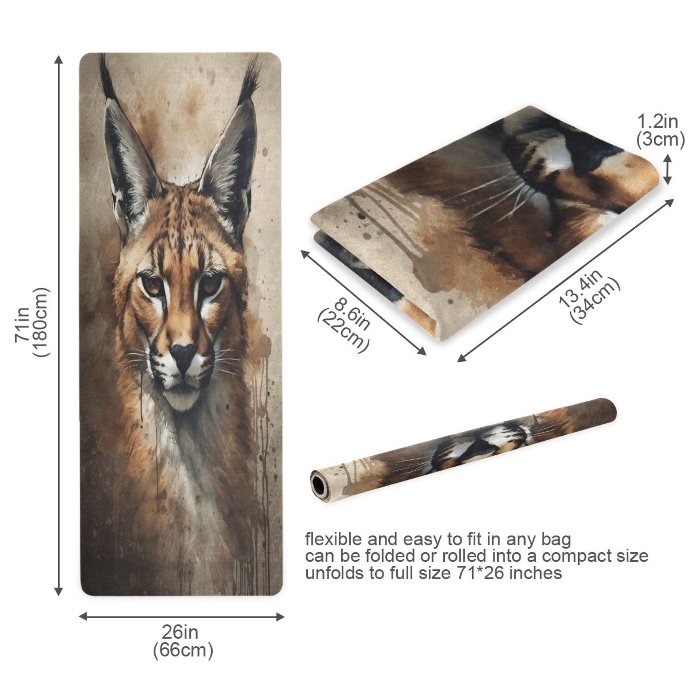 BZSMCE Yoga Mat Women Fitness Mat Watercolor Wildcat Pattern