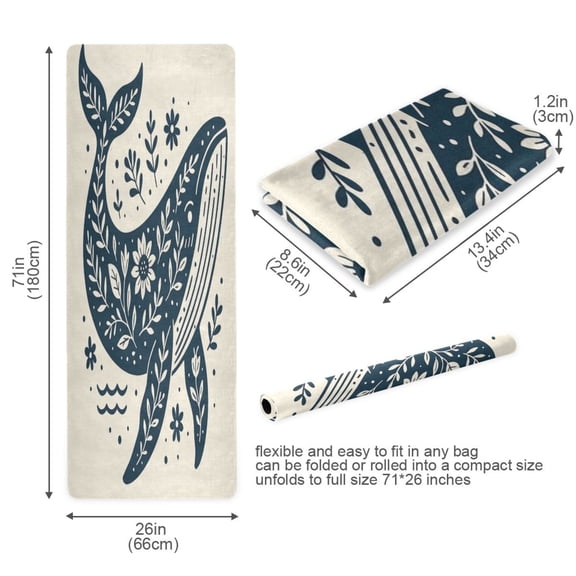 BZSMCE Yoga Mat Women Fitness Mat Whale in Floral Harmony Pattern