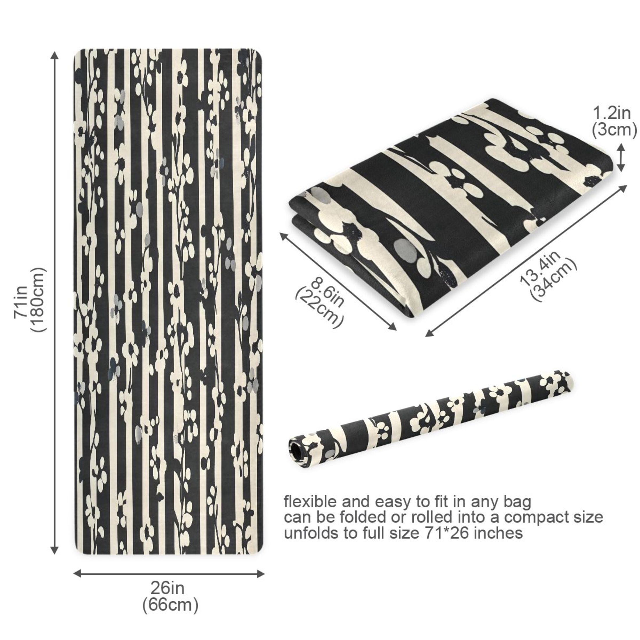 BZSMCE Yoga Mat Women Fitness Mat White Bloom Silhouette Pattern
