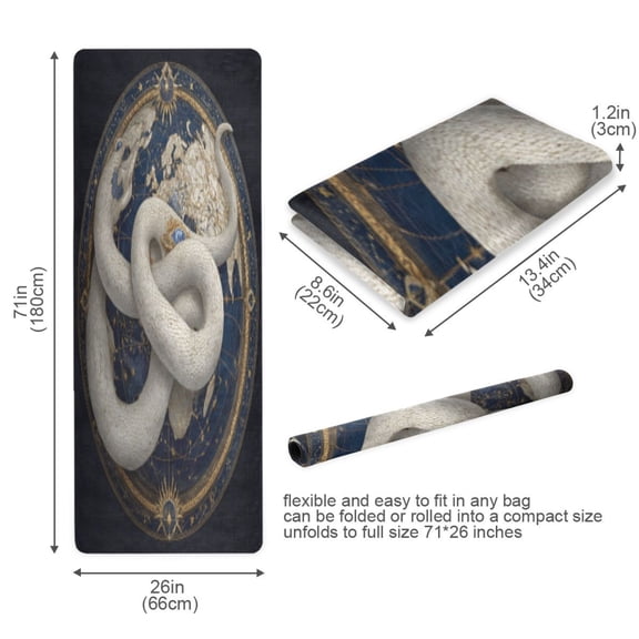 BZSMCE Yoga Mat Women Fitness Mat White Snake & Celestial Globe Pattern