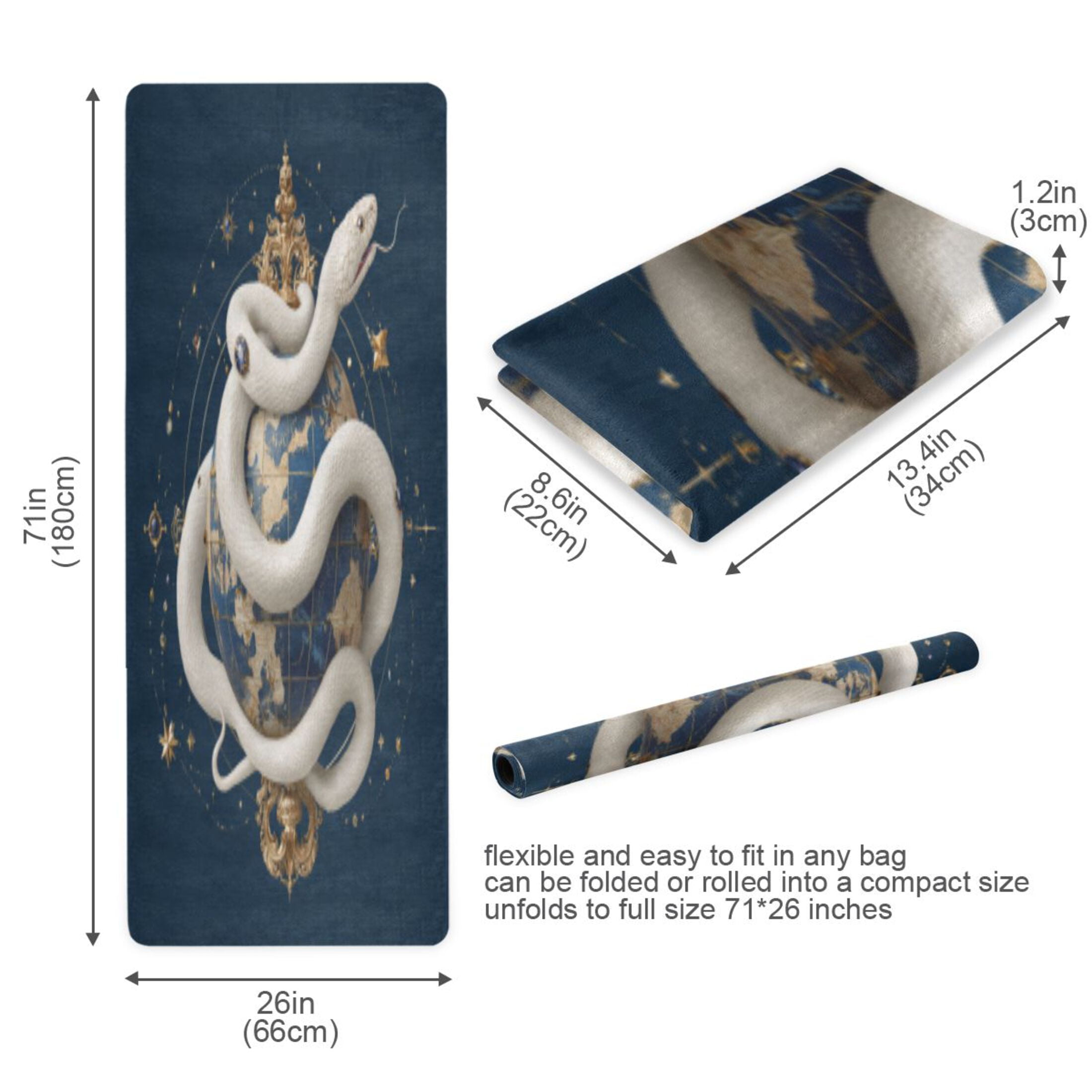 BZSMCE Yoga Mat Women Fitness Mat White Snake & Starry Globe Pattern
