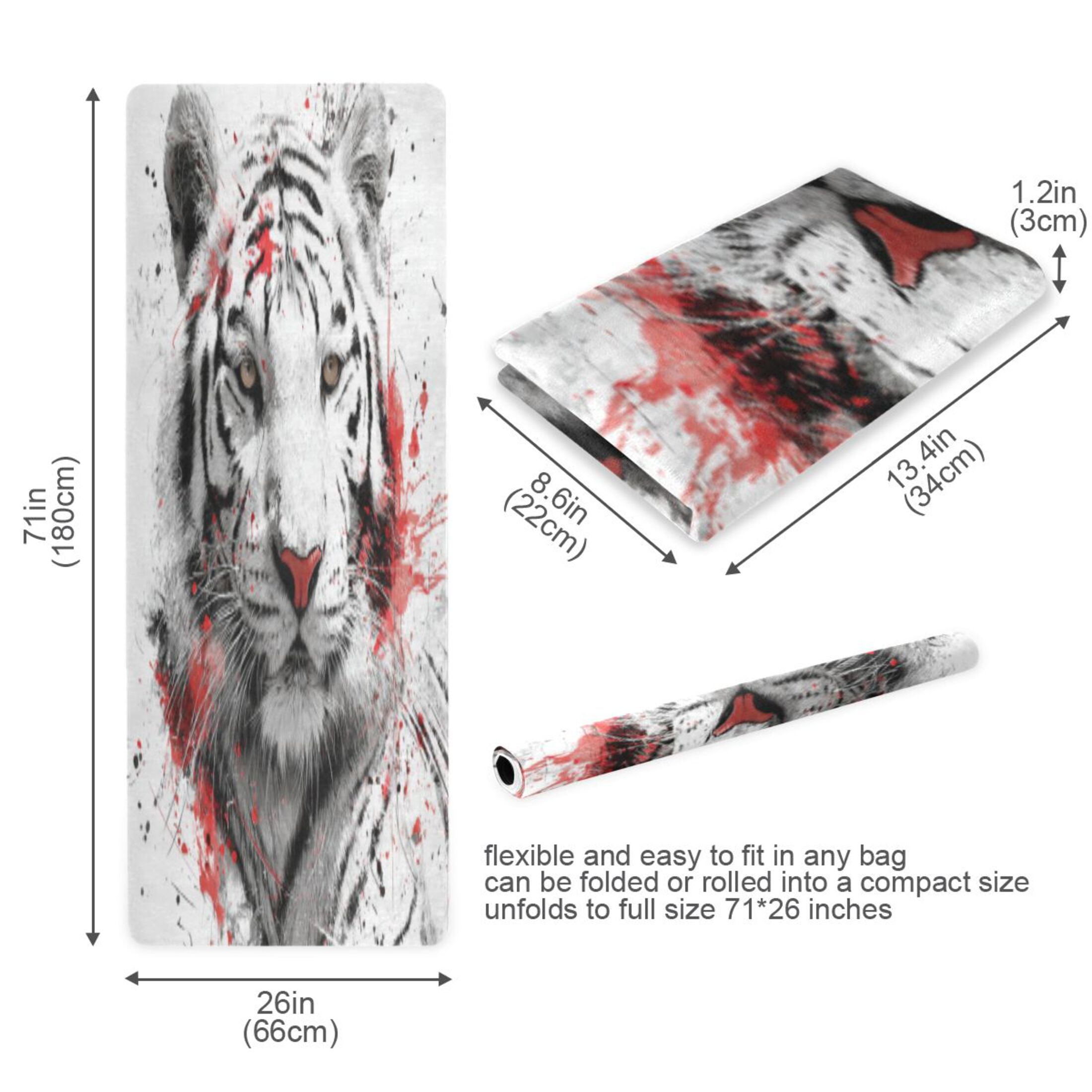 BZSMCE Yoga Mat Women Fitness Mat White Tiger Pattern