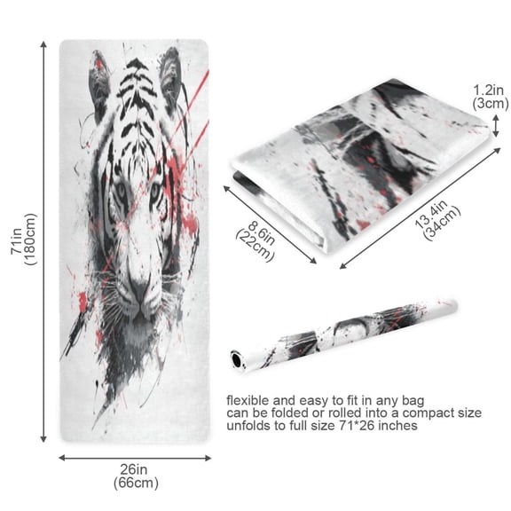 BZSMCE Yoga Mat Women Fitness Mat White Tiger Pattern