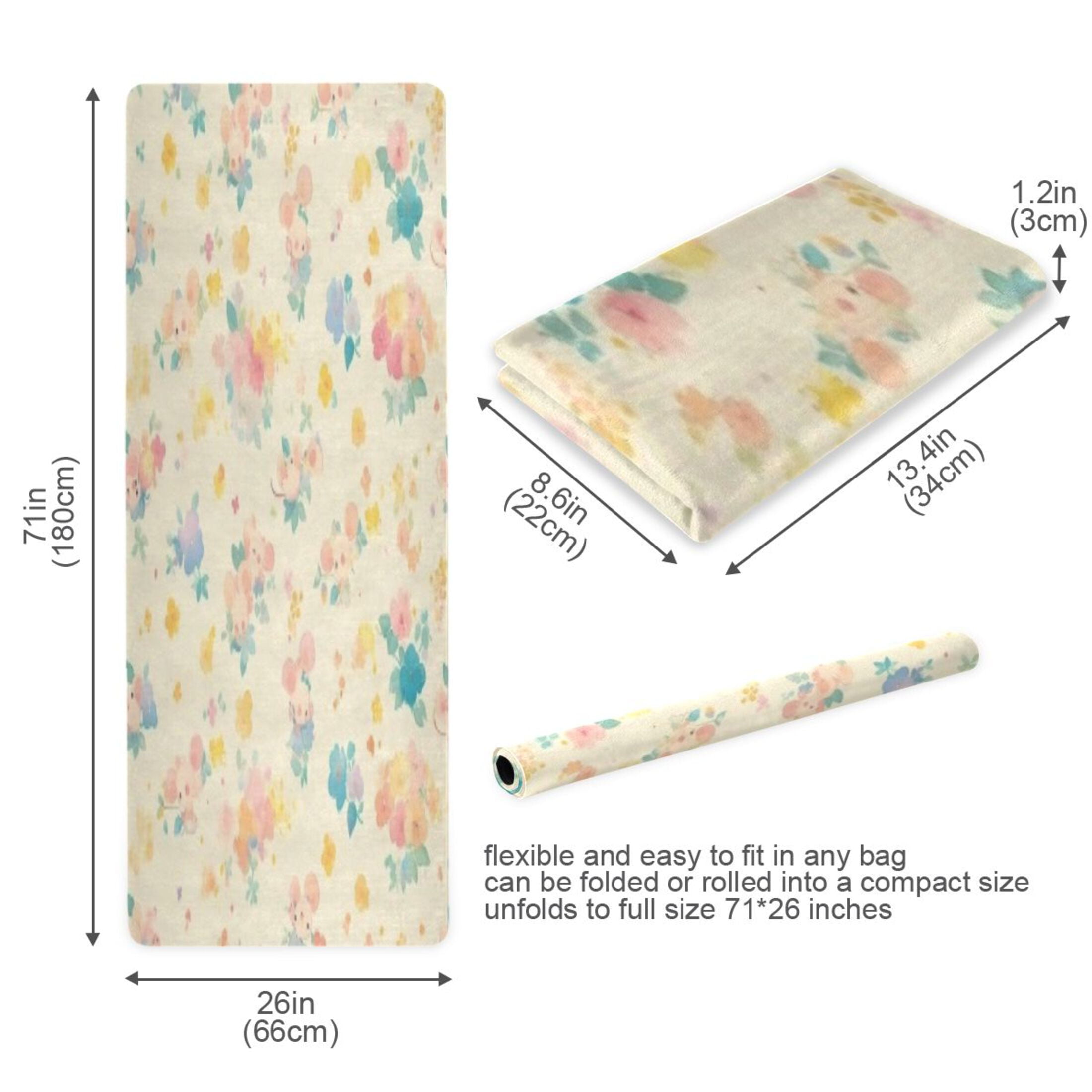 BZSMCE Yoga Mat Women Fitness Mat Yellow Bear Floral Pattern