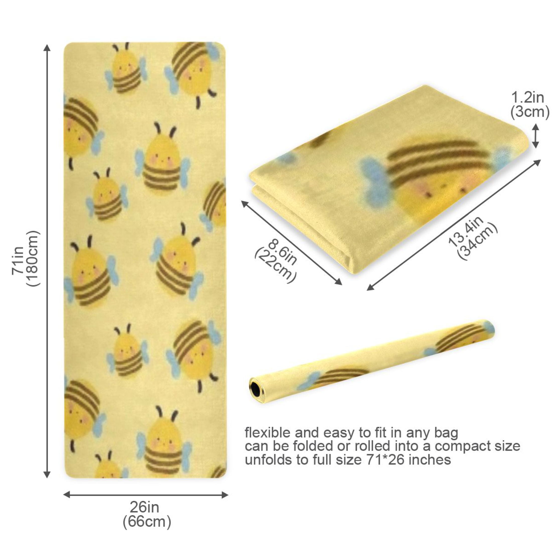 BZSMCE Yoga Mat Women Fitness Mat Yellow Bee Pattern