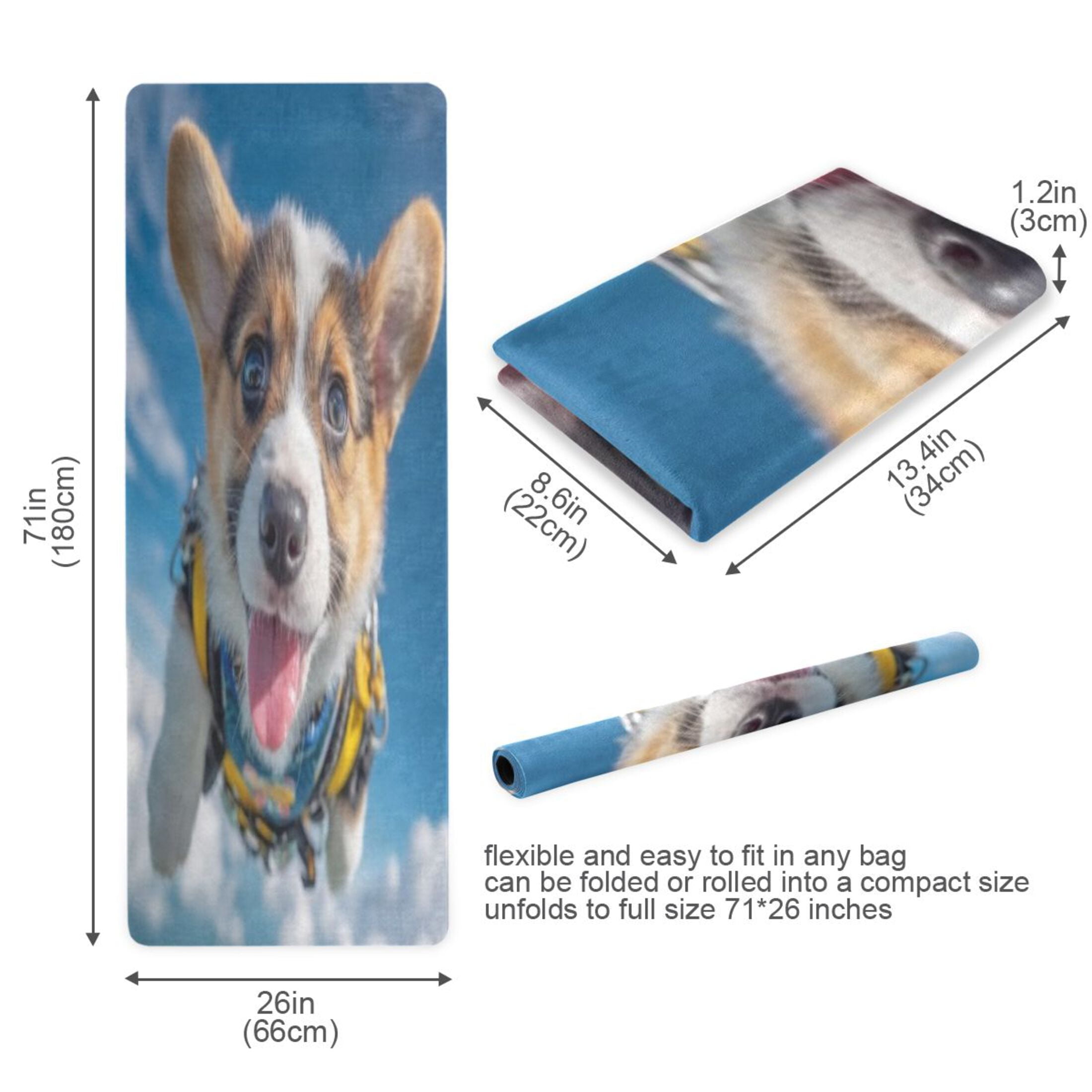 BZSMCE Yoga Mat Women Fitness Mat Yellow Harness Corgi Pattern