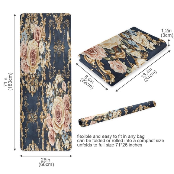 BZSMCE Yoga Mat Women Floral Ornate Fitness Mat