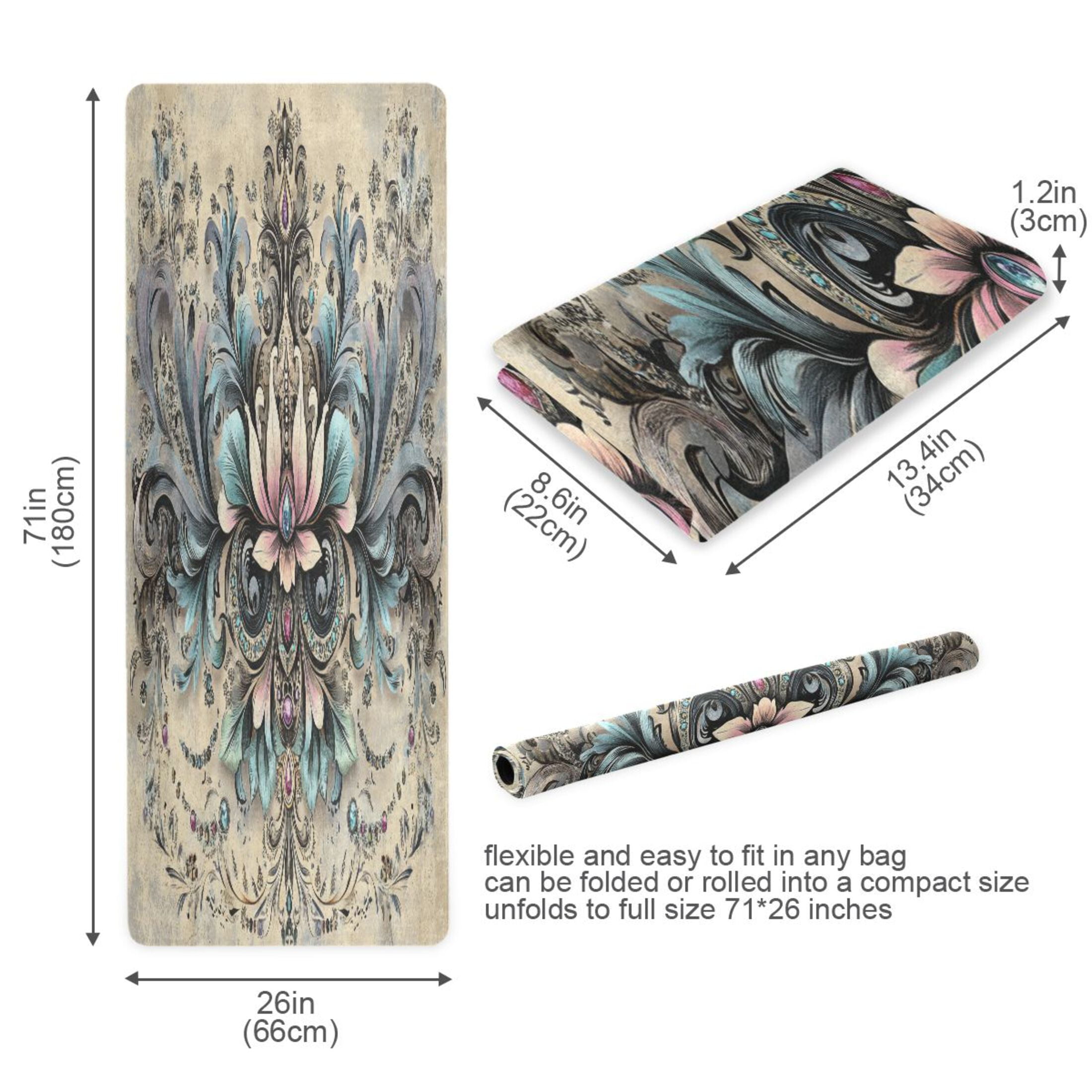 BZSMCE Yoga Mat Women Floral and Jewel Design Pattern Fitness Mat