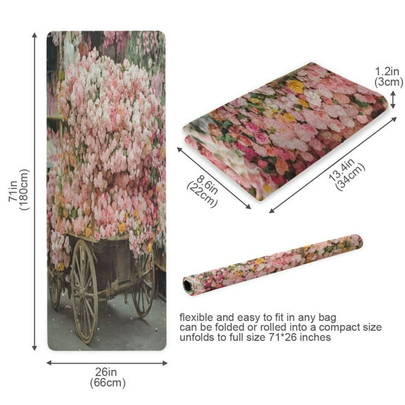 BZSMCE Yoga Mat Women Flower Cart with Blossoms Fitness Mat
