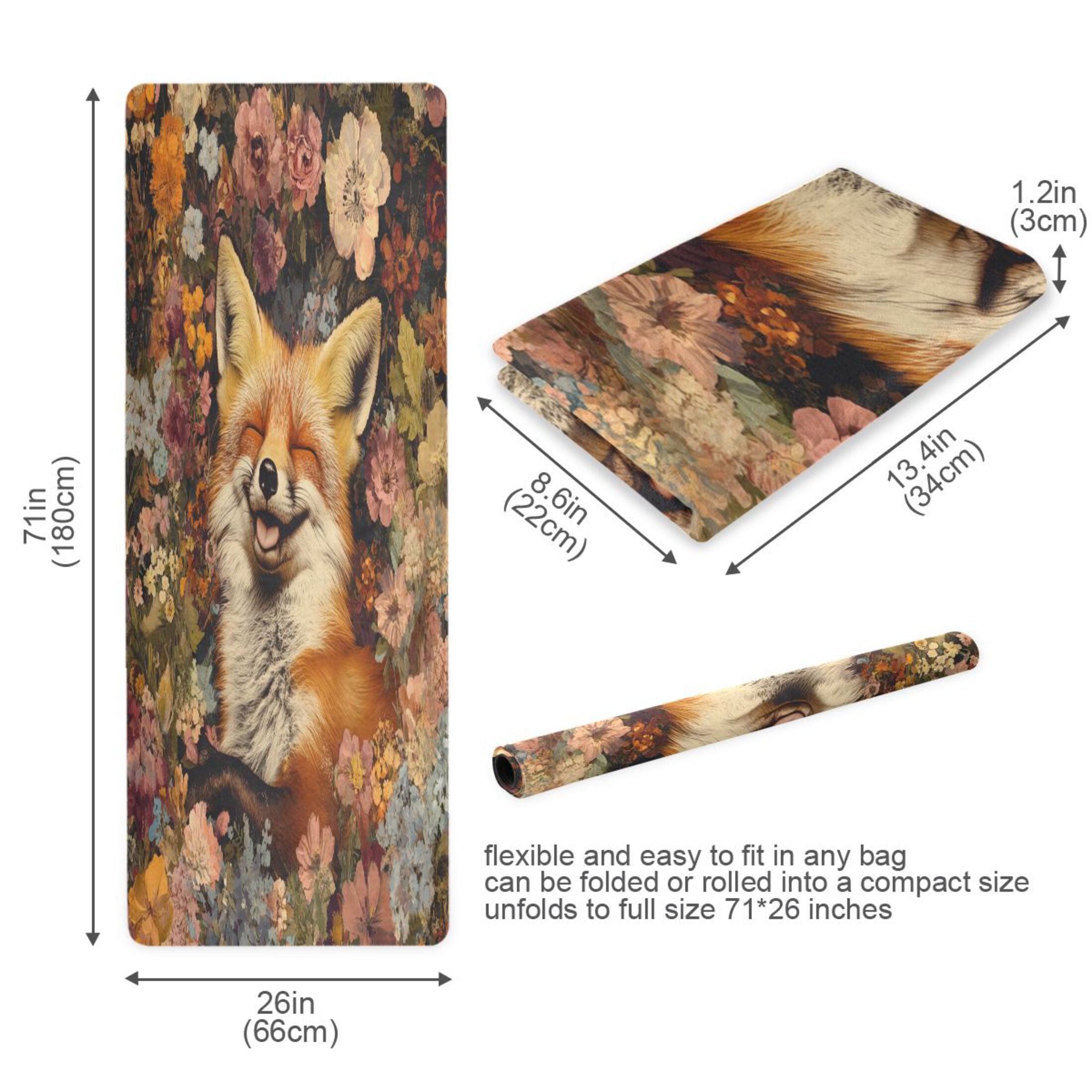 BZSMCE Yoga Mat Women Fox in Flowers Fitness Mat