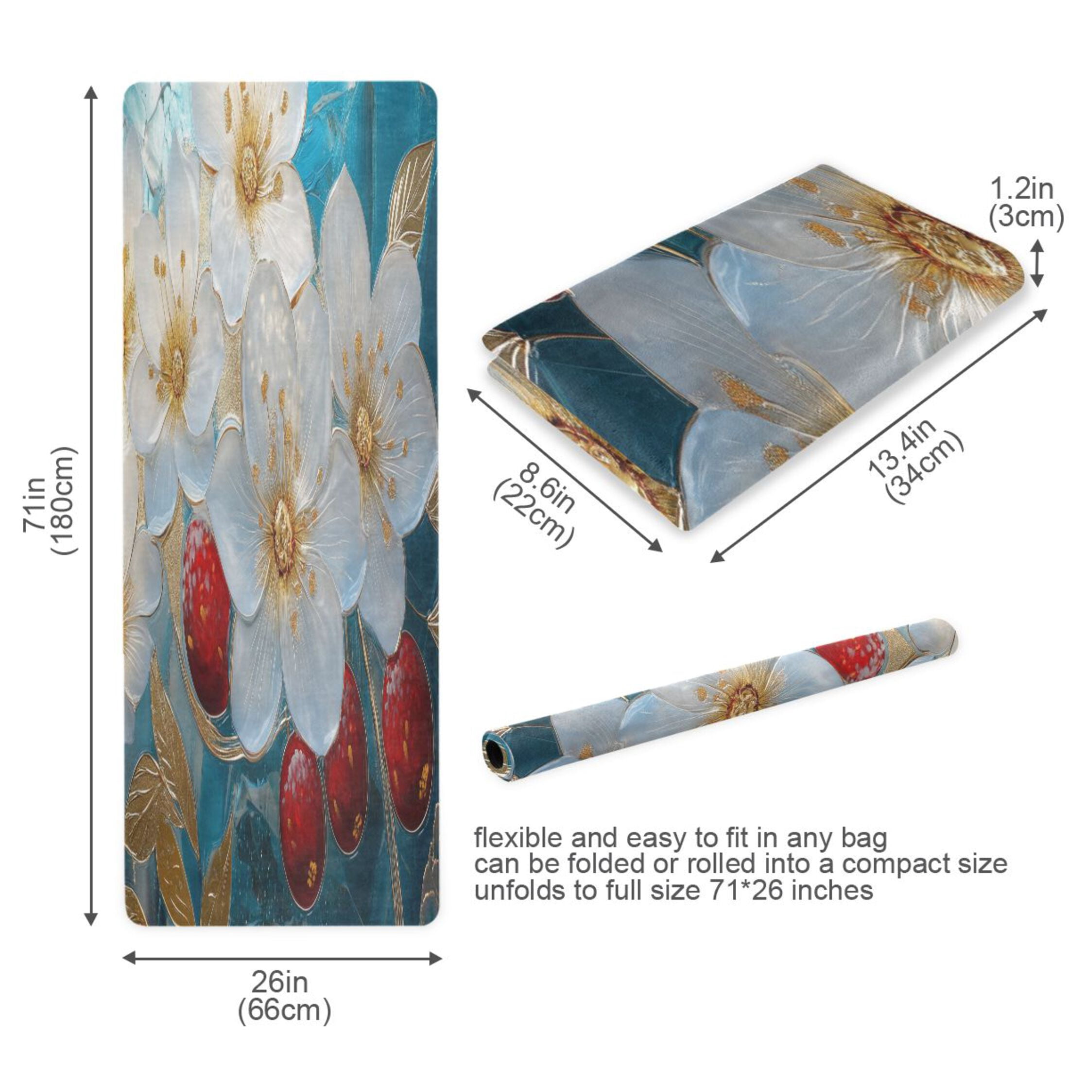 BZSMCE Yoga Mat Women Glass Flowers with Gold Accents Fitness Mat