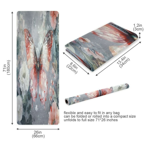 BZSMCE Yoga Mat Women Glowing Butterfly Among Lanterns Fitness Mat