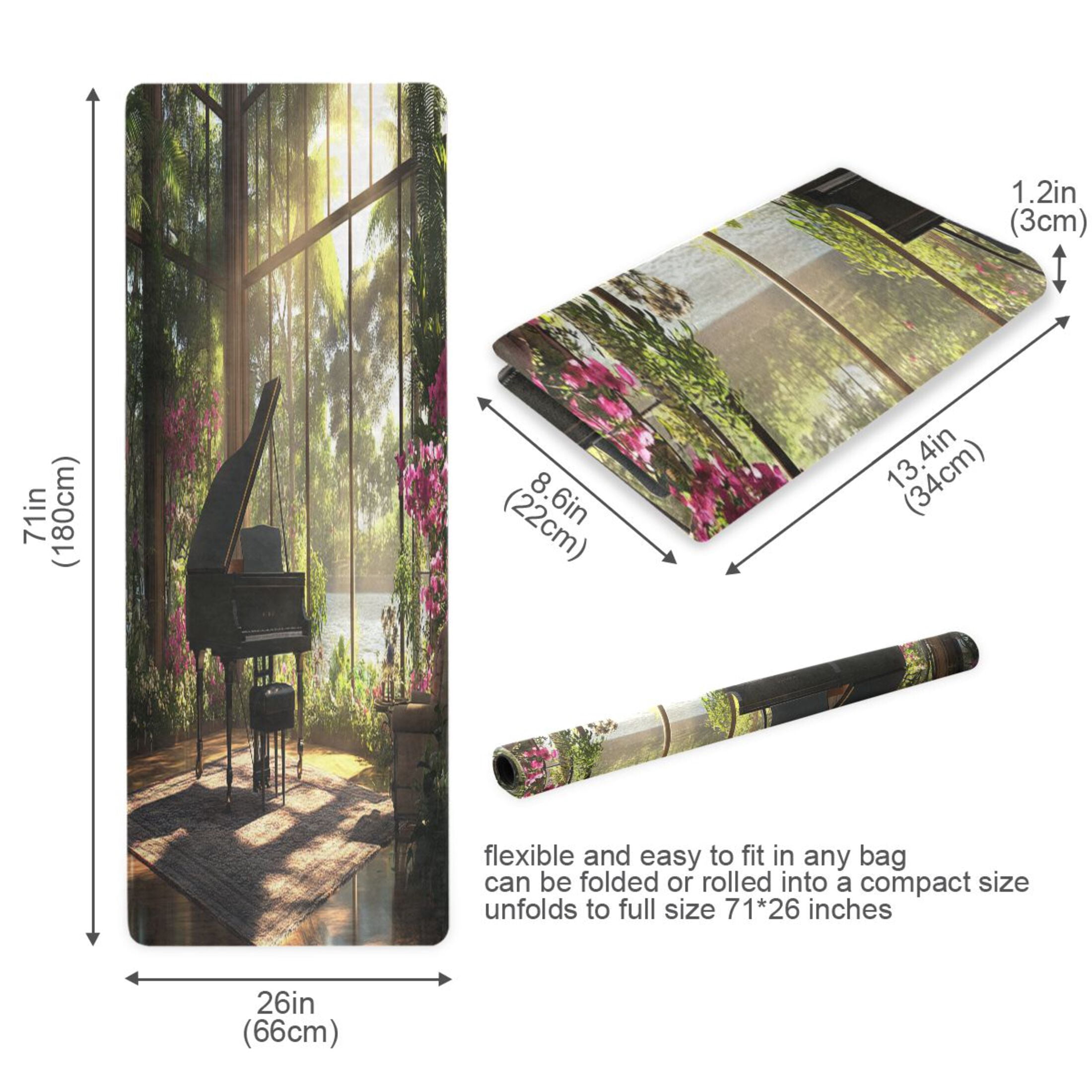 BZSMCE Yoga Mat Women Grand Piano in Sunlit Room Fitness Mat