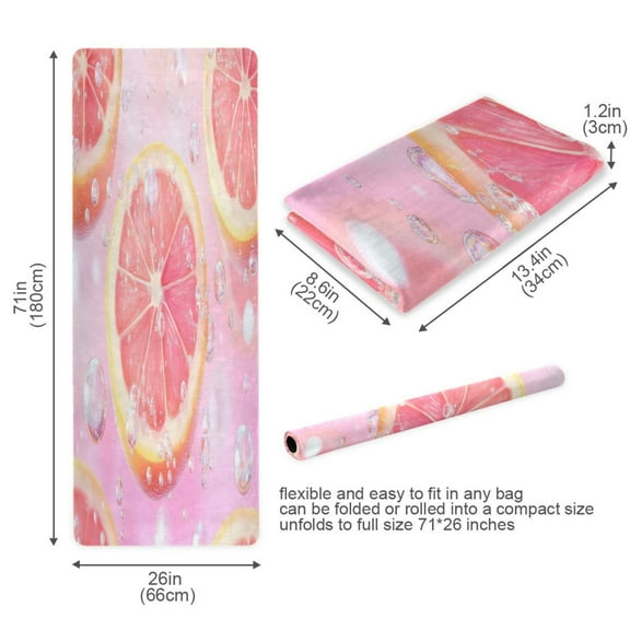 BZSMCE Yoga Mat Women Grapefruit Slices with Bubbles Fitness Mat