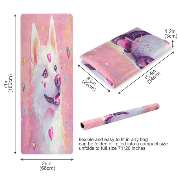 BZSMCE Yoga Mat Women Heartfelt Whiskers Fitness Mat