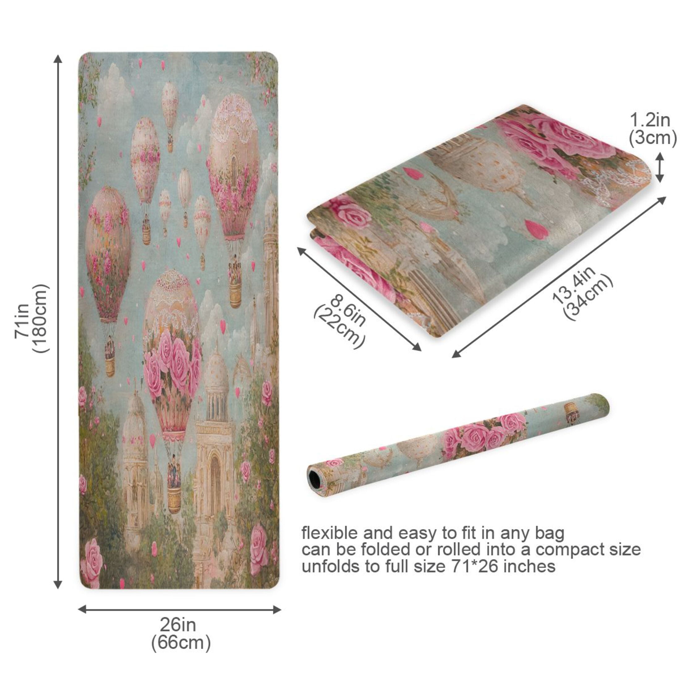 BZSMCE Yoga Mat Women Hot Air Balloons with Roses Fitness Mat