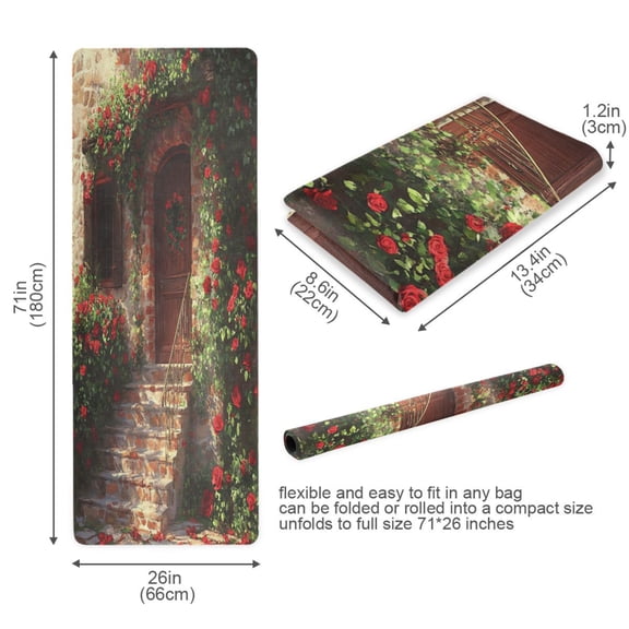 BZSMCE Yoga Mat Women House Covered with Roses Fitness Mat
