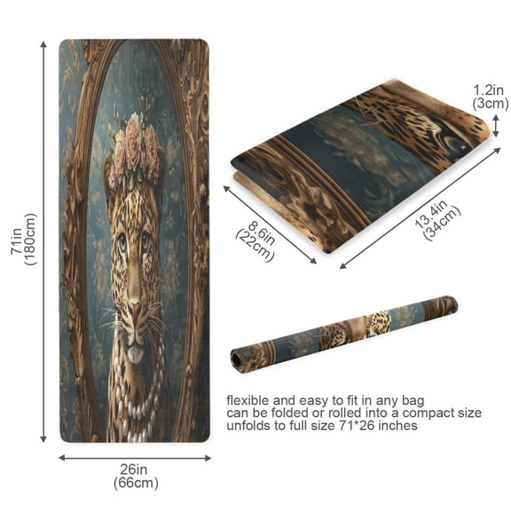 BZSMCE Yoga Mat Women Leopard with Floral Crown Pearls Fitness Mat